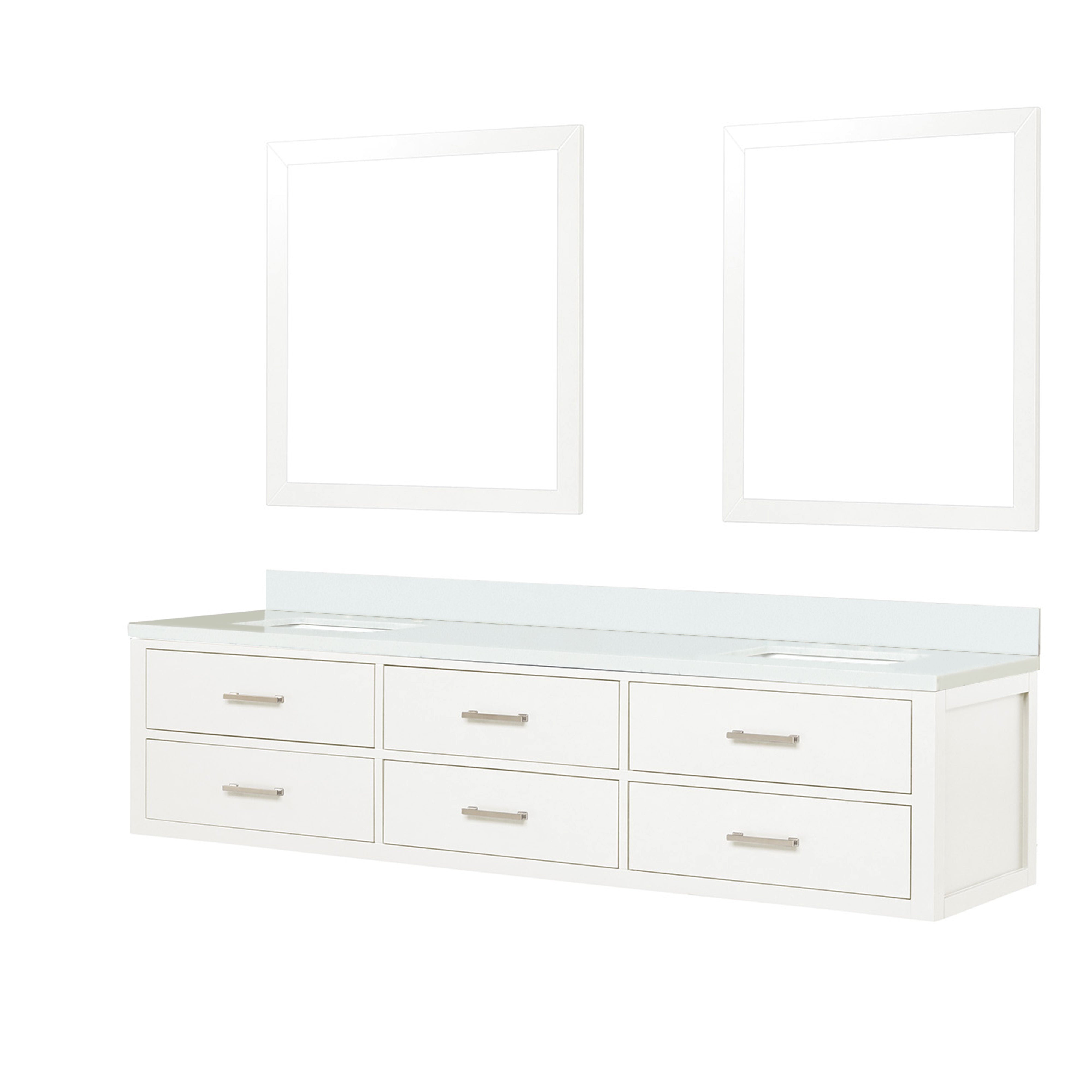 Castor 80 in W x 22 in D White Double Bath Vanity