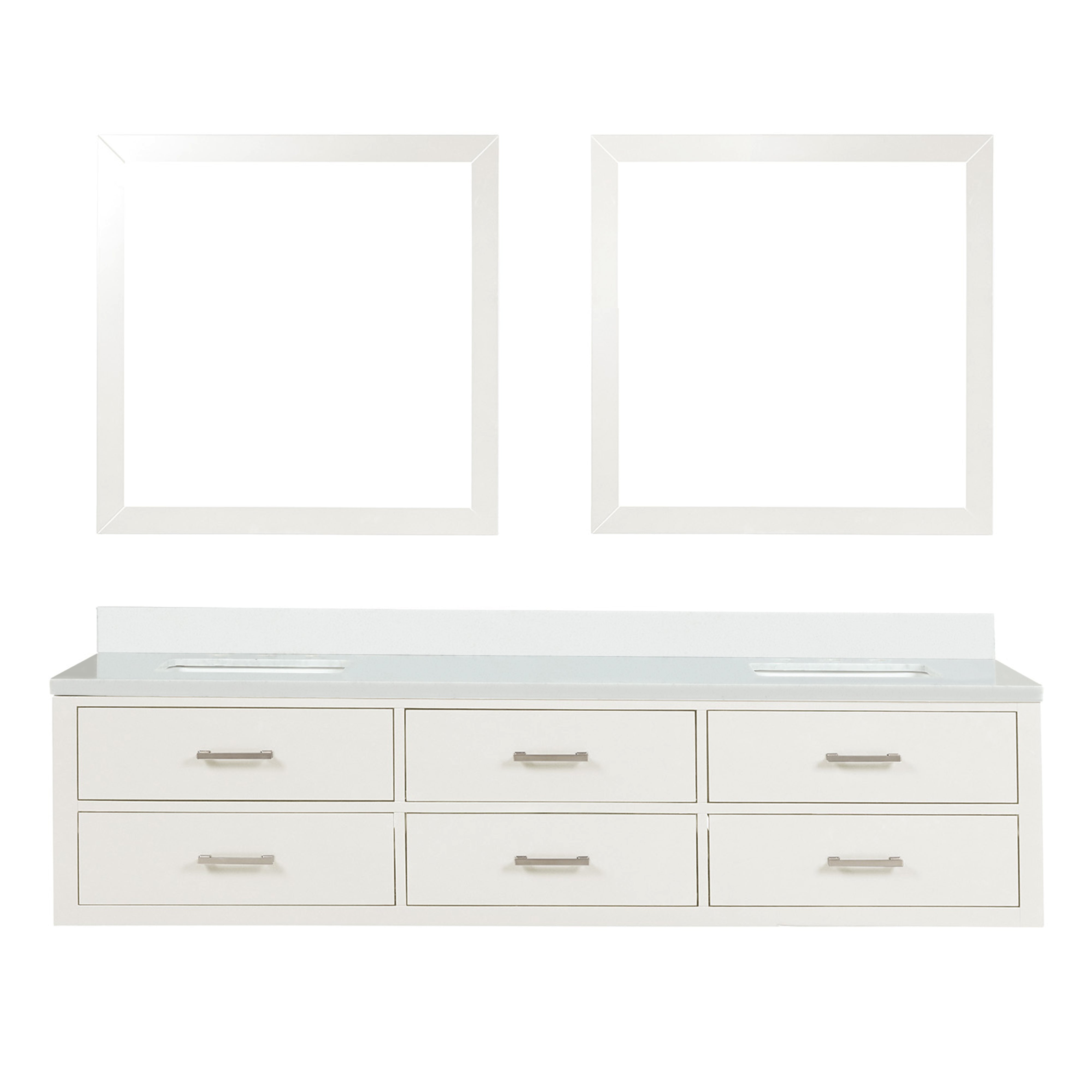 Castor 80 in W x 22 in D White Double Bath Vanity