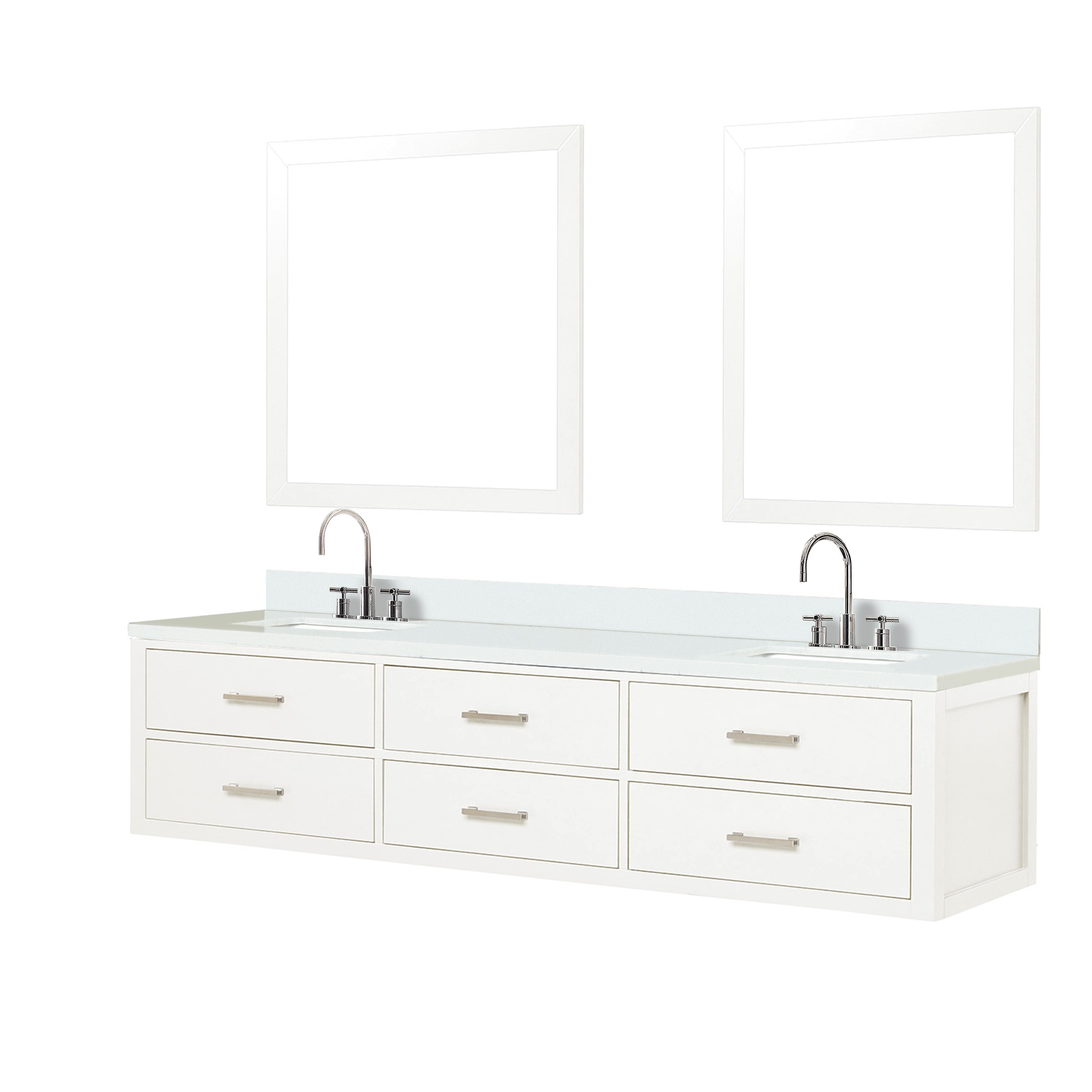 Castor 80 in W x 22 in D White Double Bath Vanity