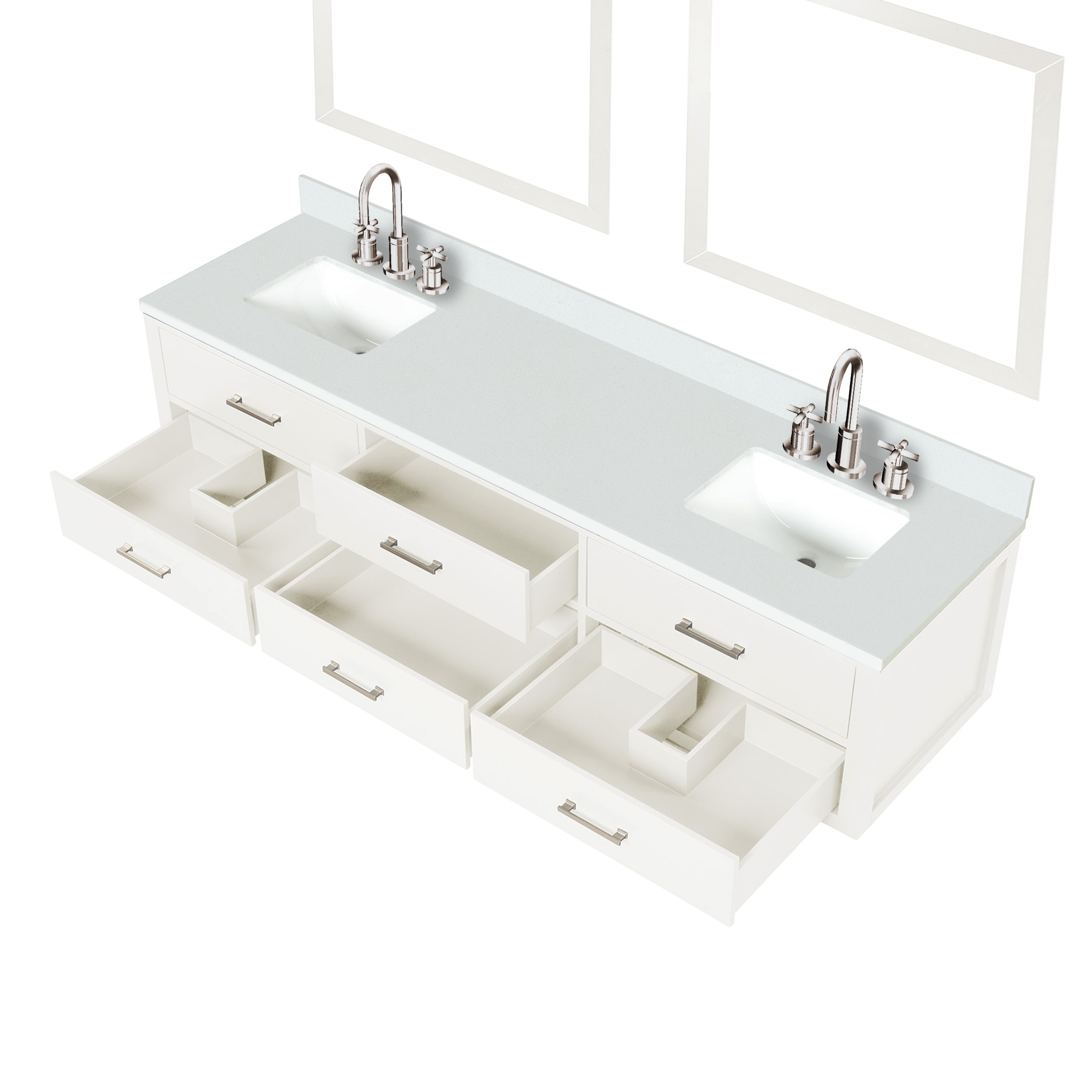 Castor 80 in W x 22 in D White Double Bath Vanity