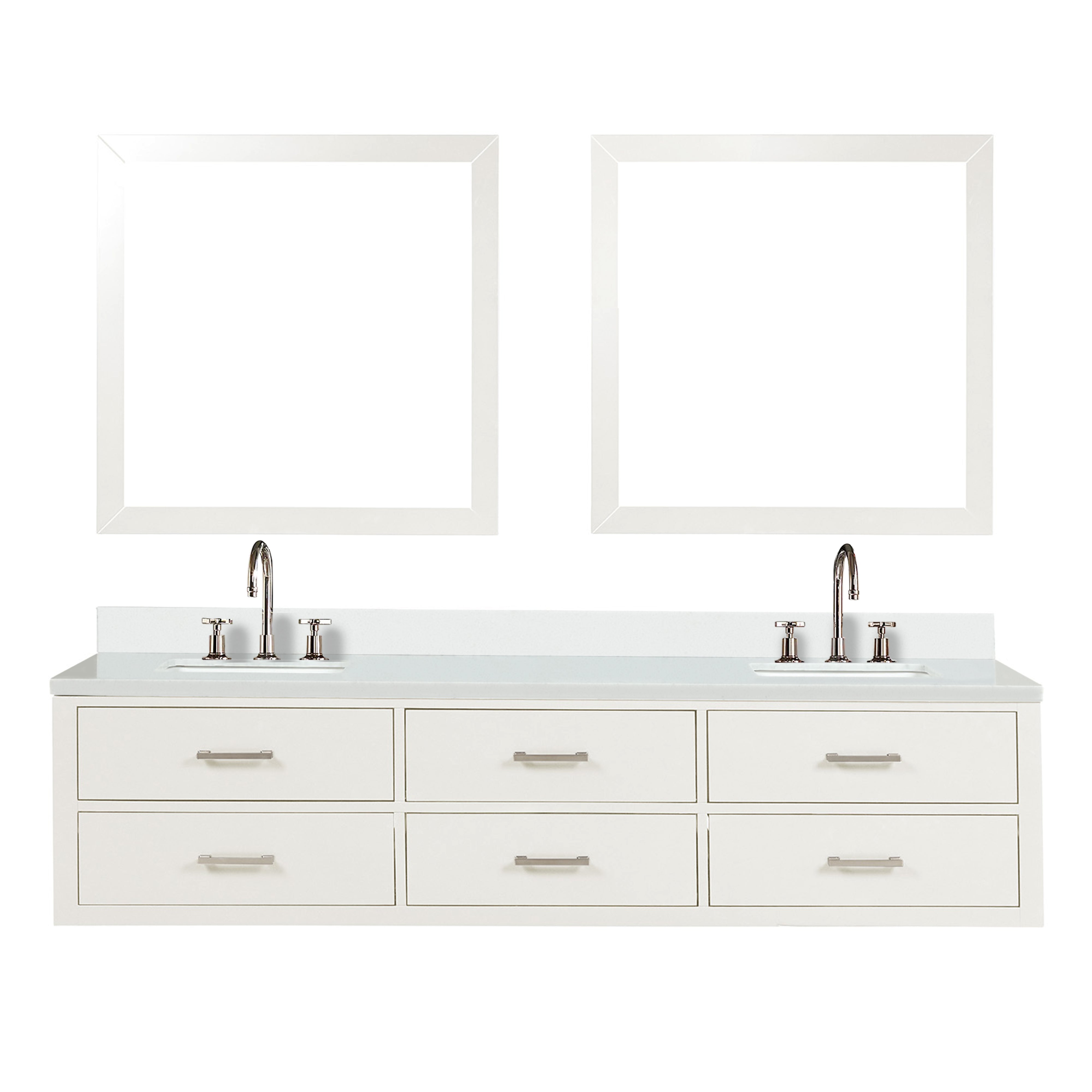Castor 80 in W x 22 in D White Double Bath Vanity