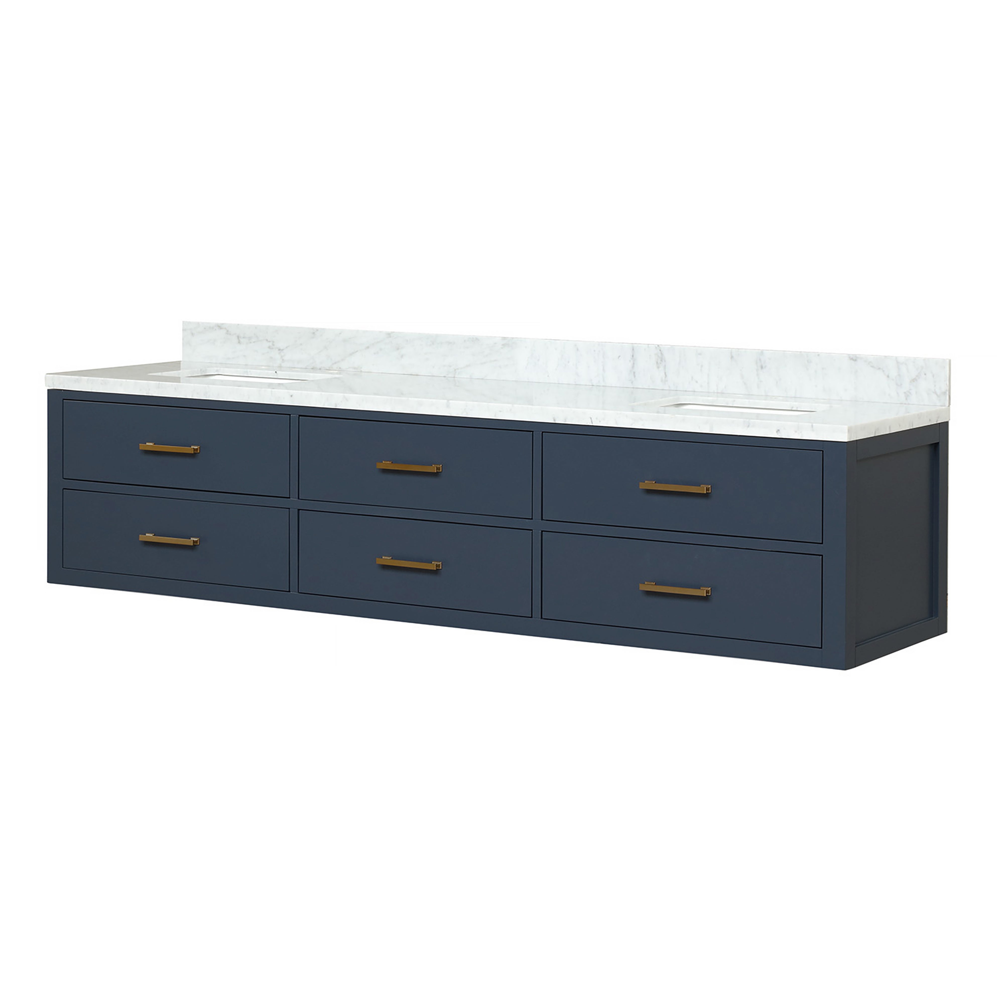 Castor 80 in W x 22 in D Blue Double Bath Vanity
