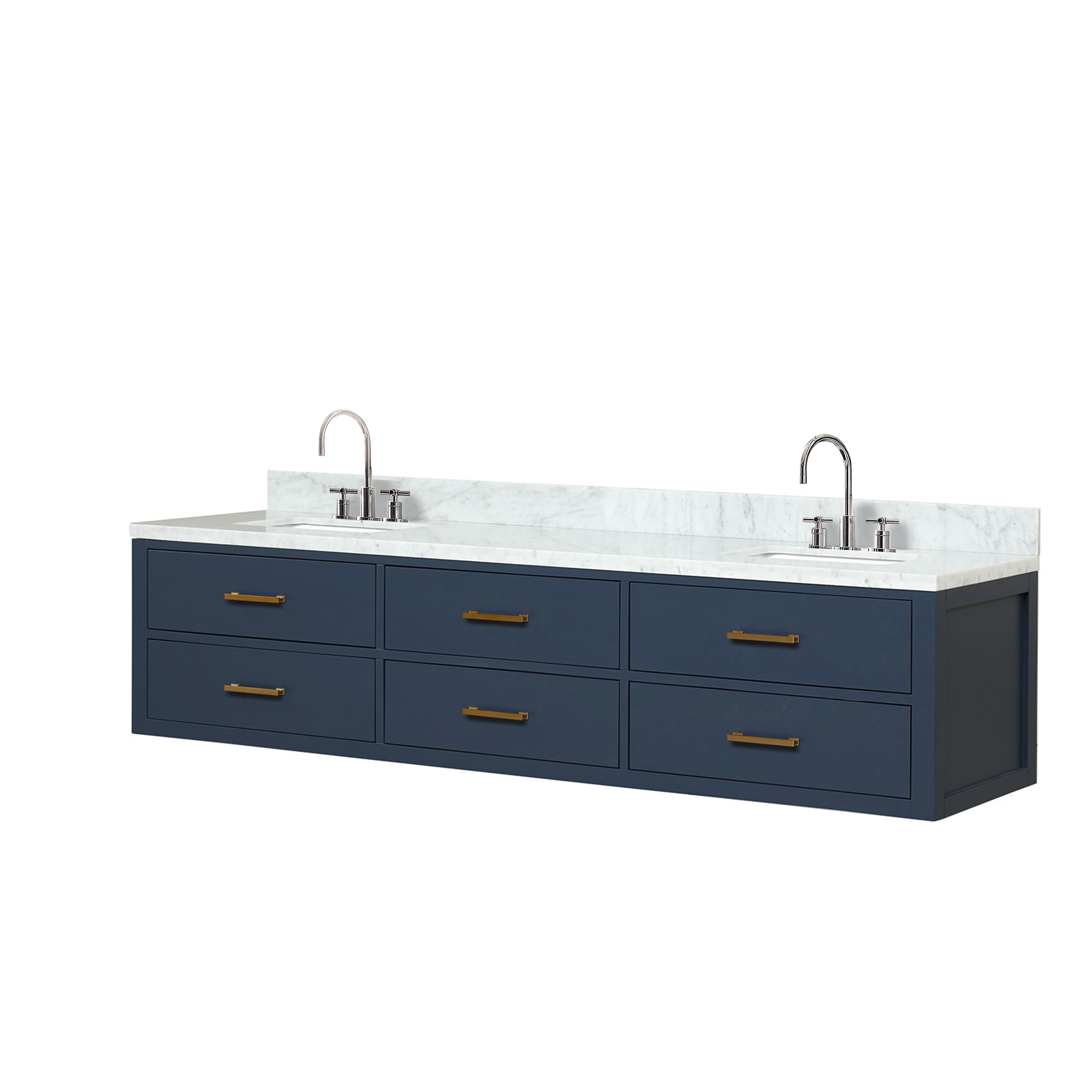 Castor 80 in W x 22 in D Blue Double Bath Vanity