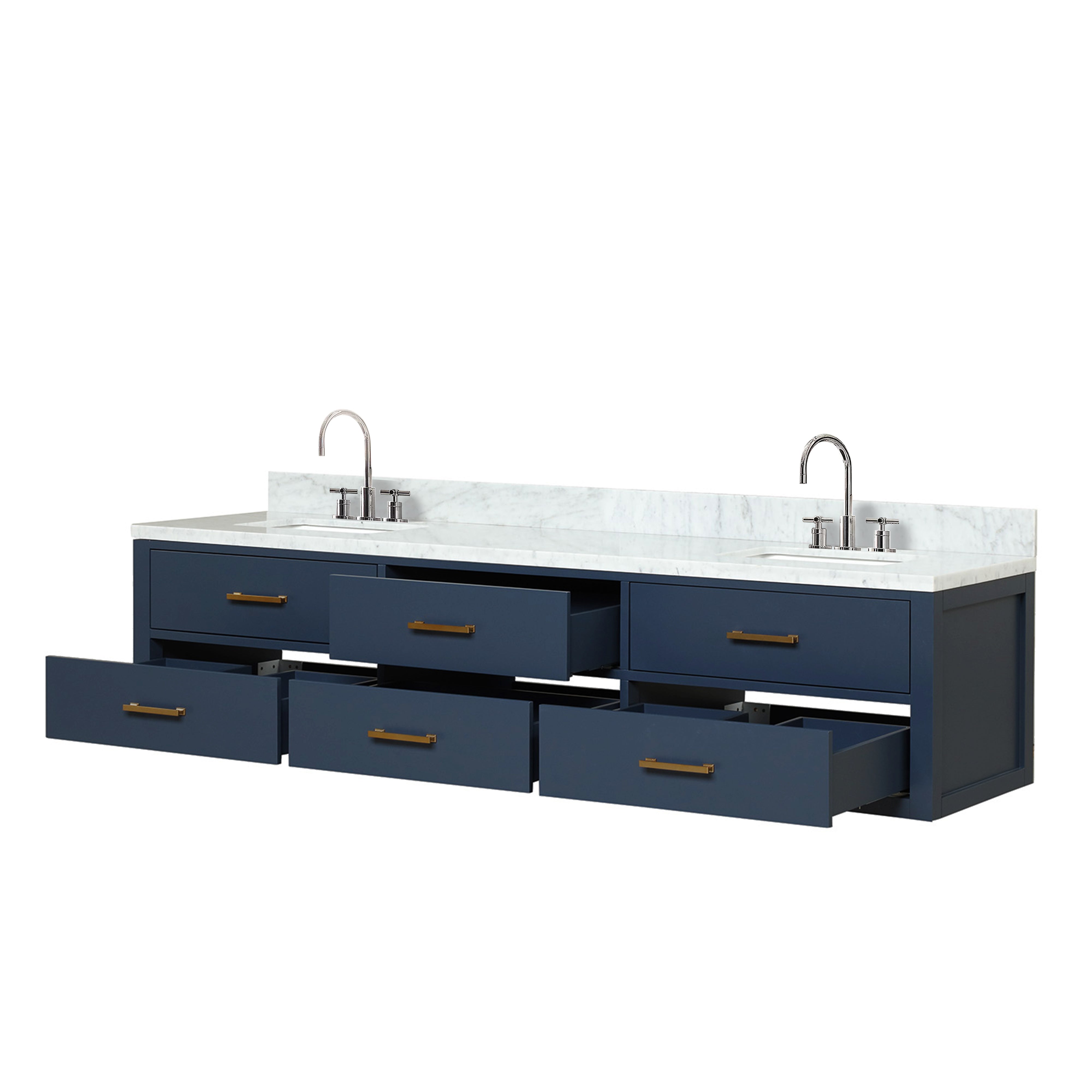 Castor 80 in W x 22 in D Blue Double Bath Vanity