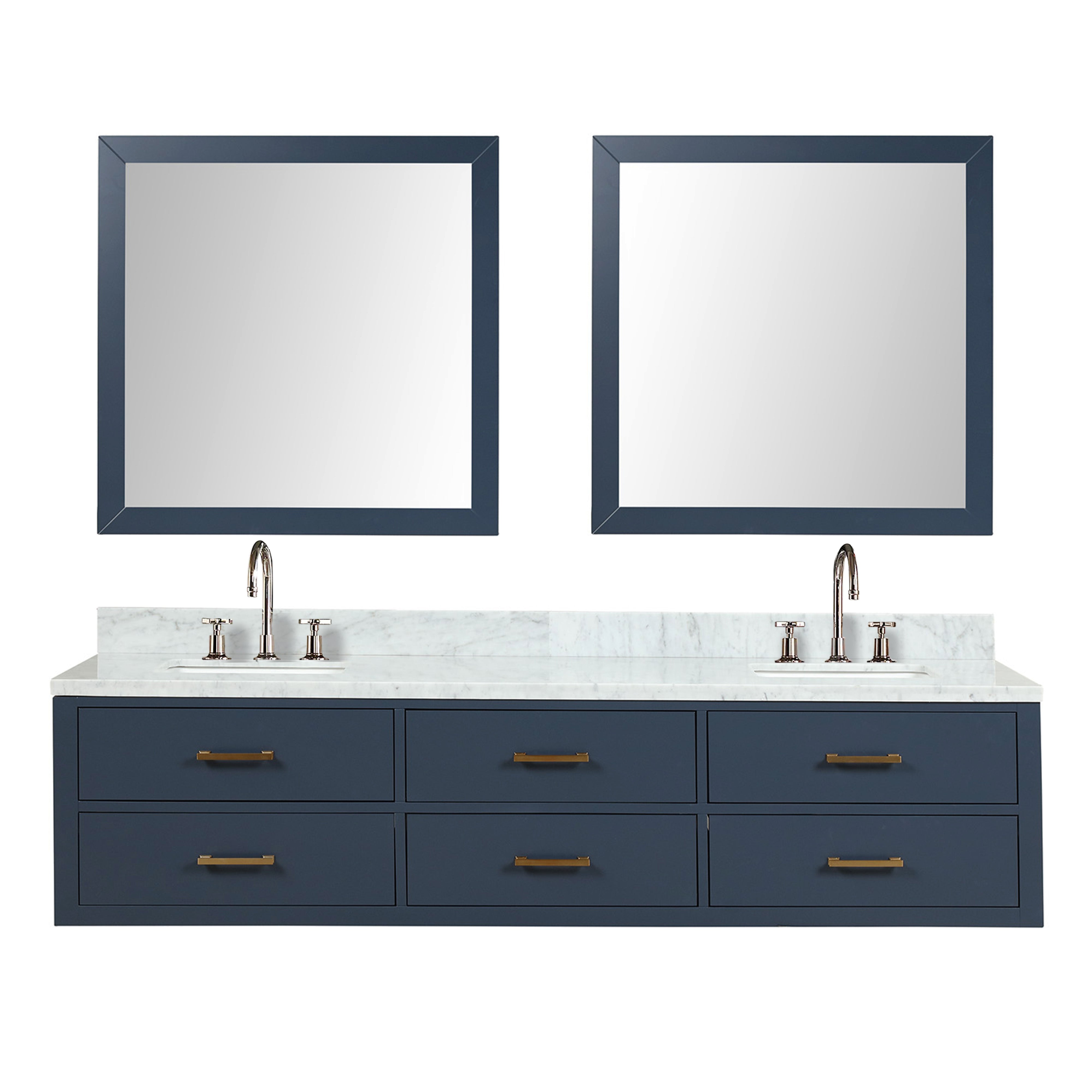Castor 80 in W x 22 in D Blue Double Bath Vanity