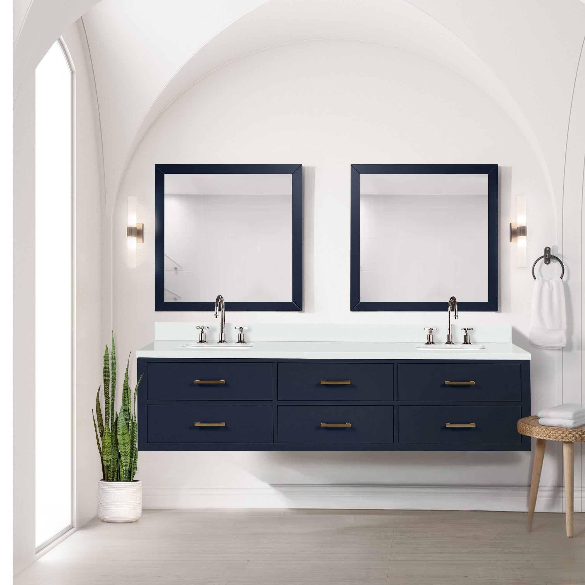 Castor 80 in W x 22 in D Blue Double Bath Vanity