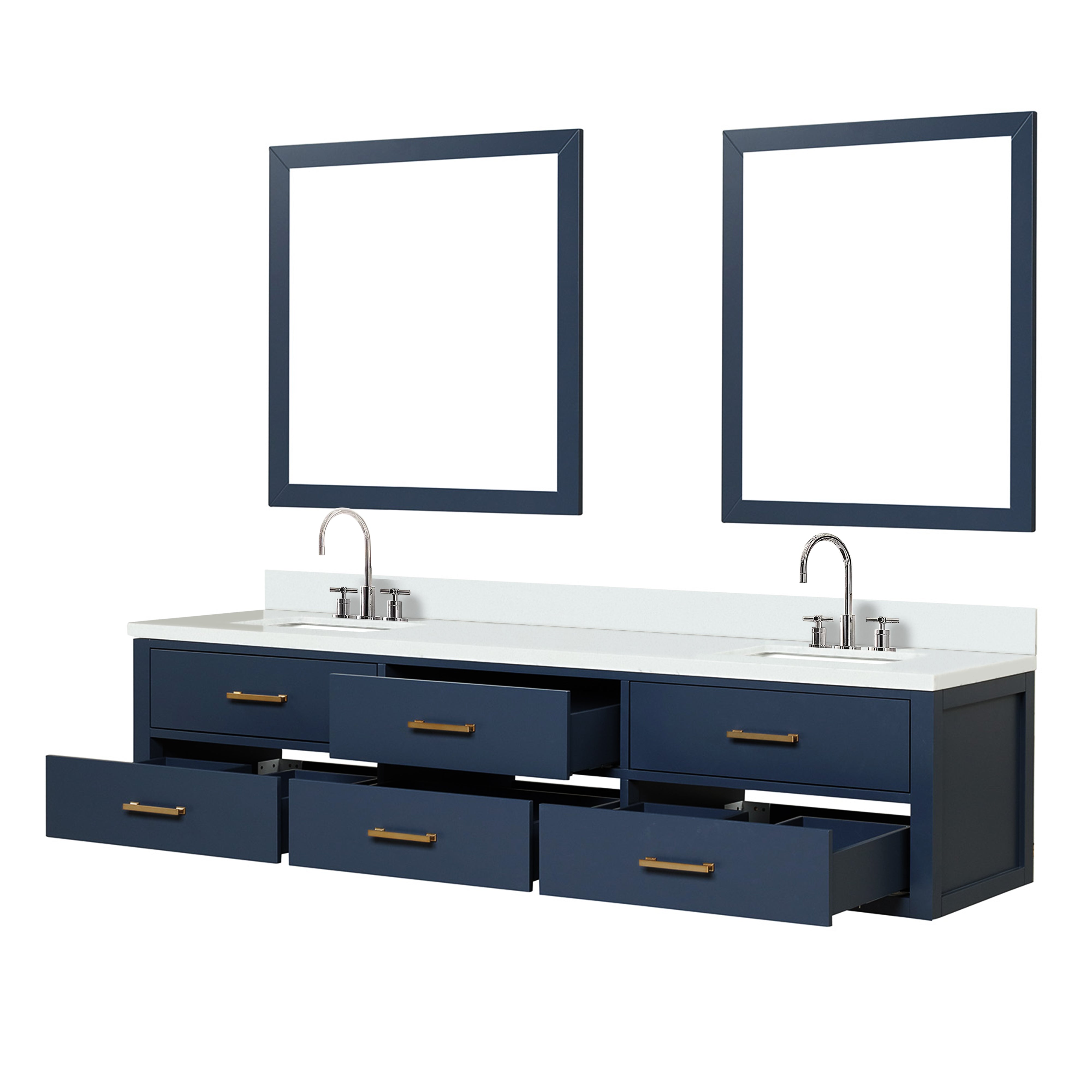 Castor 80 in W x 22 in D Blue Double Bath Vanity