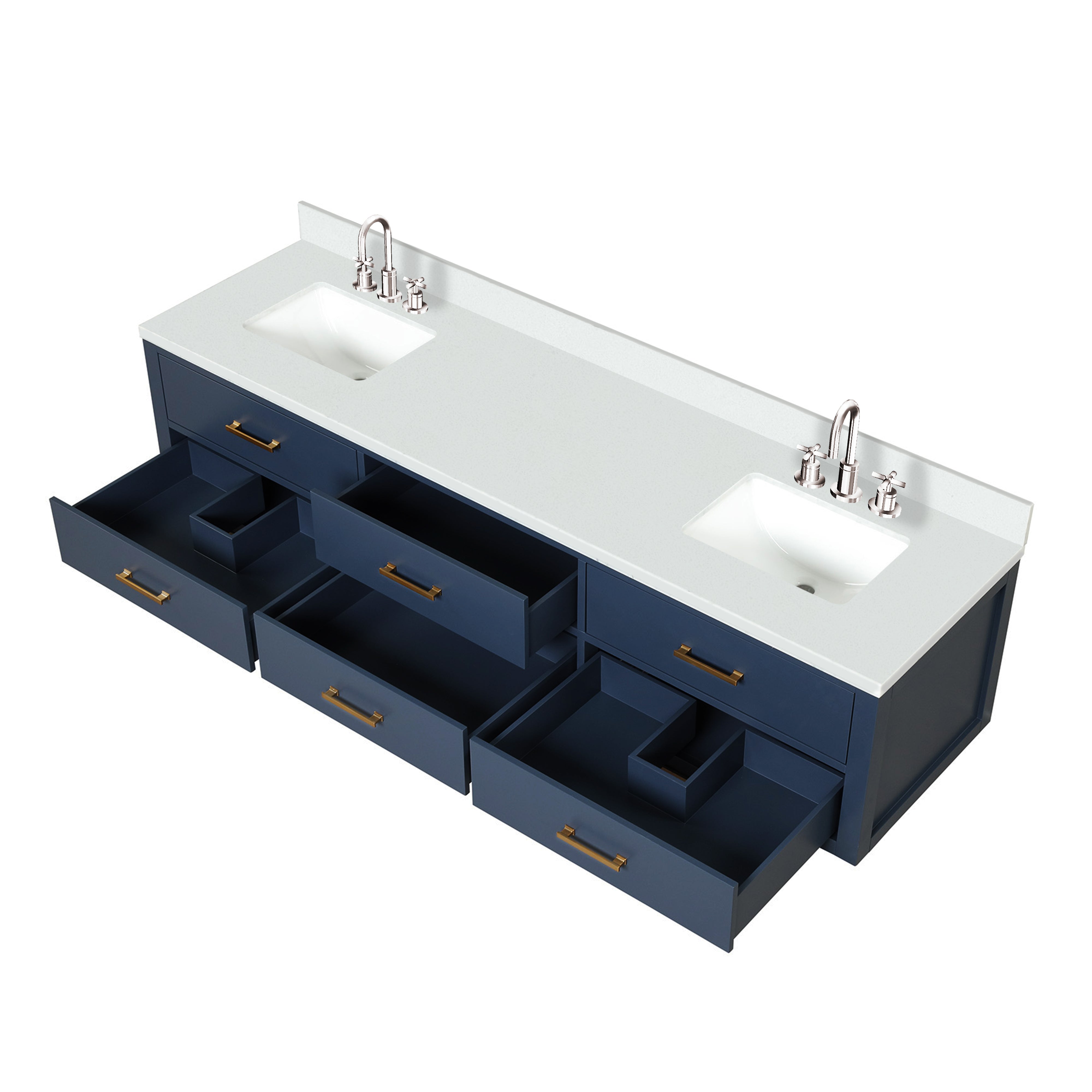 Castor 80 in W x 22 in D Blue Double Bath Vanity