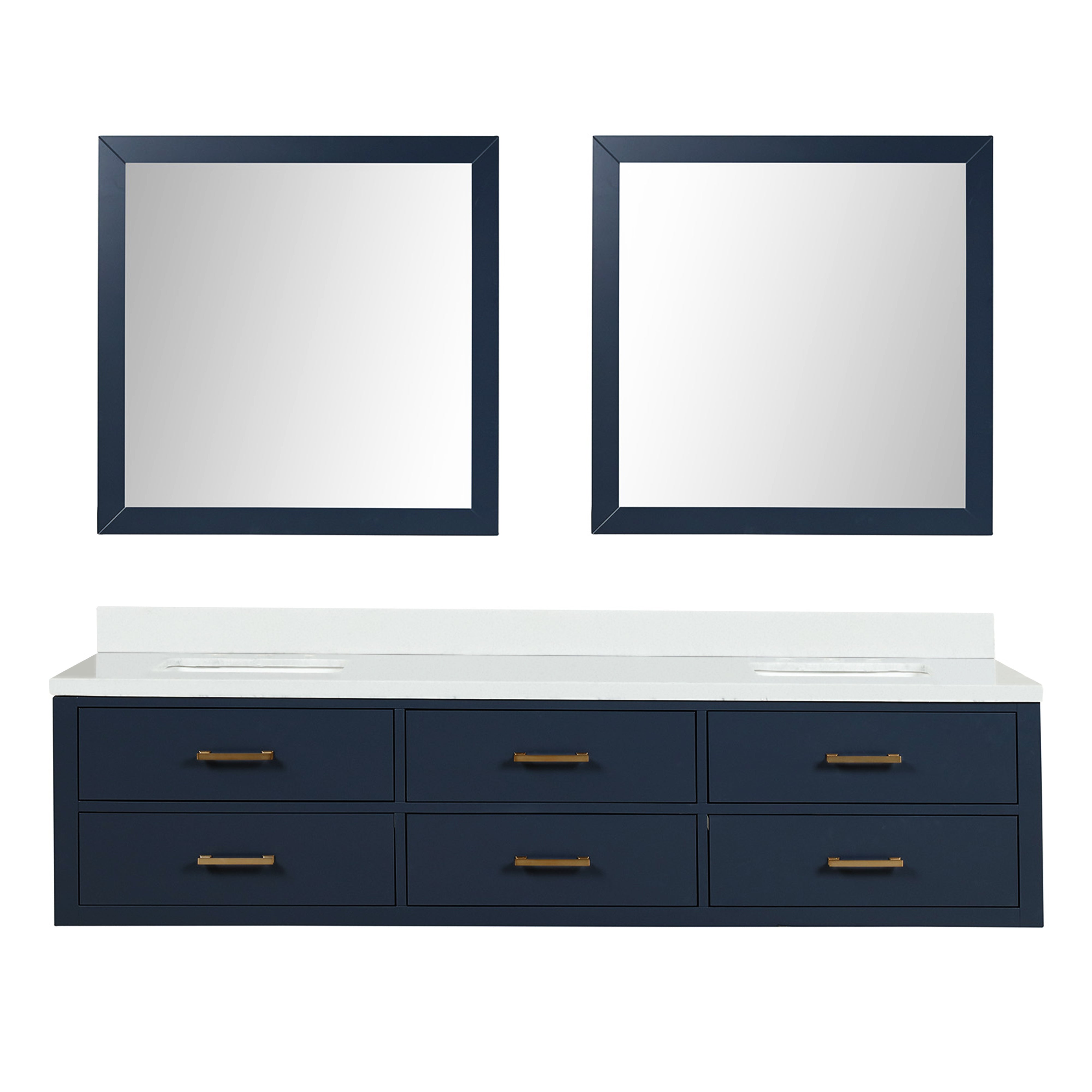 Castor 80 in W x 22 in D Blue Double Bath Vanity