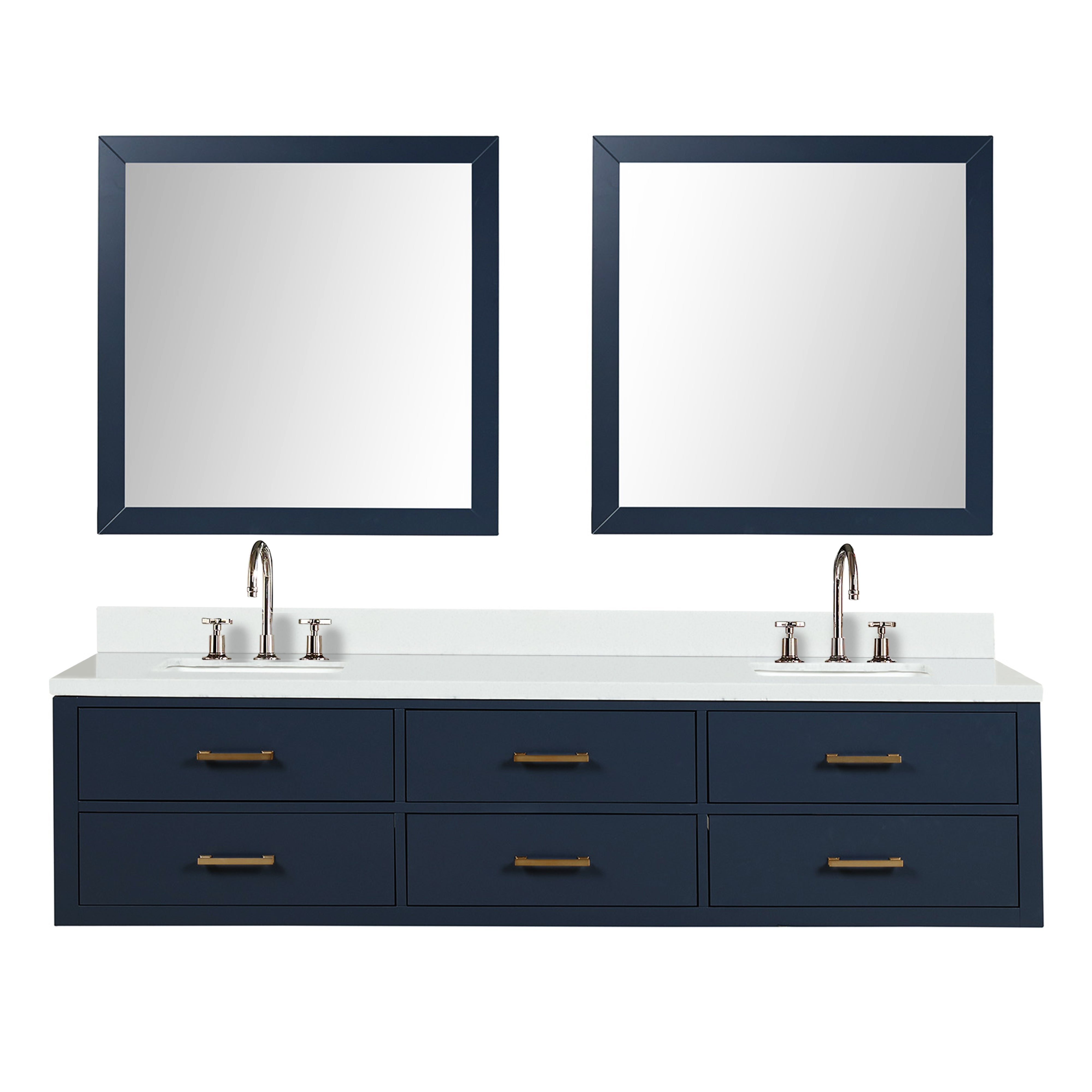 Castor 80 in W x 22 in D Blue Double Bath Vanity