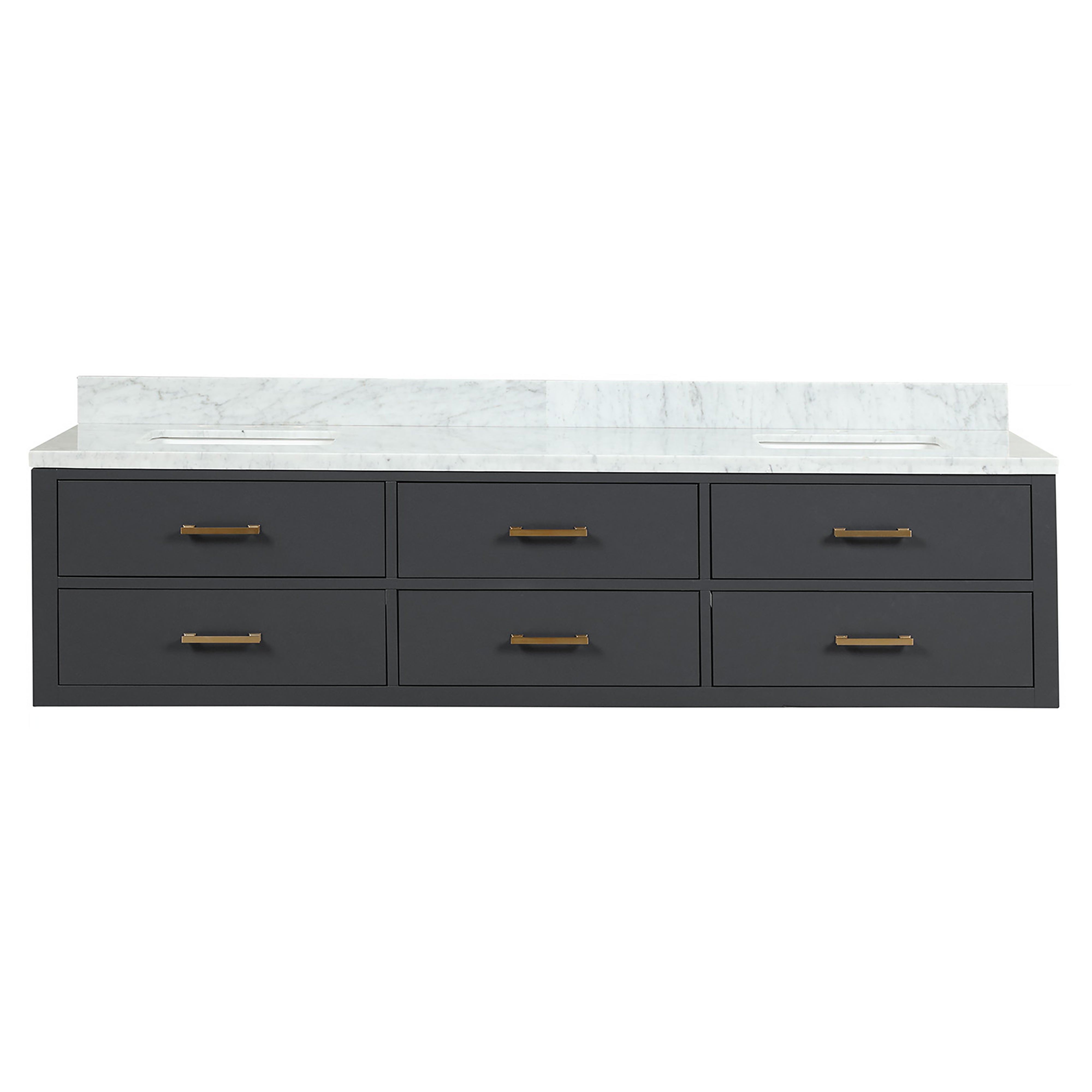 Castor 80 in W x 22 in D Black Double Bath Vanity
