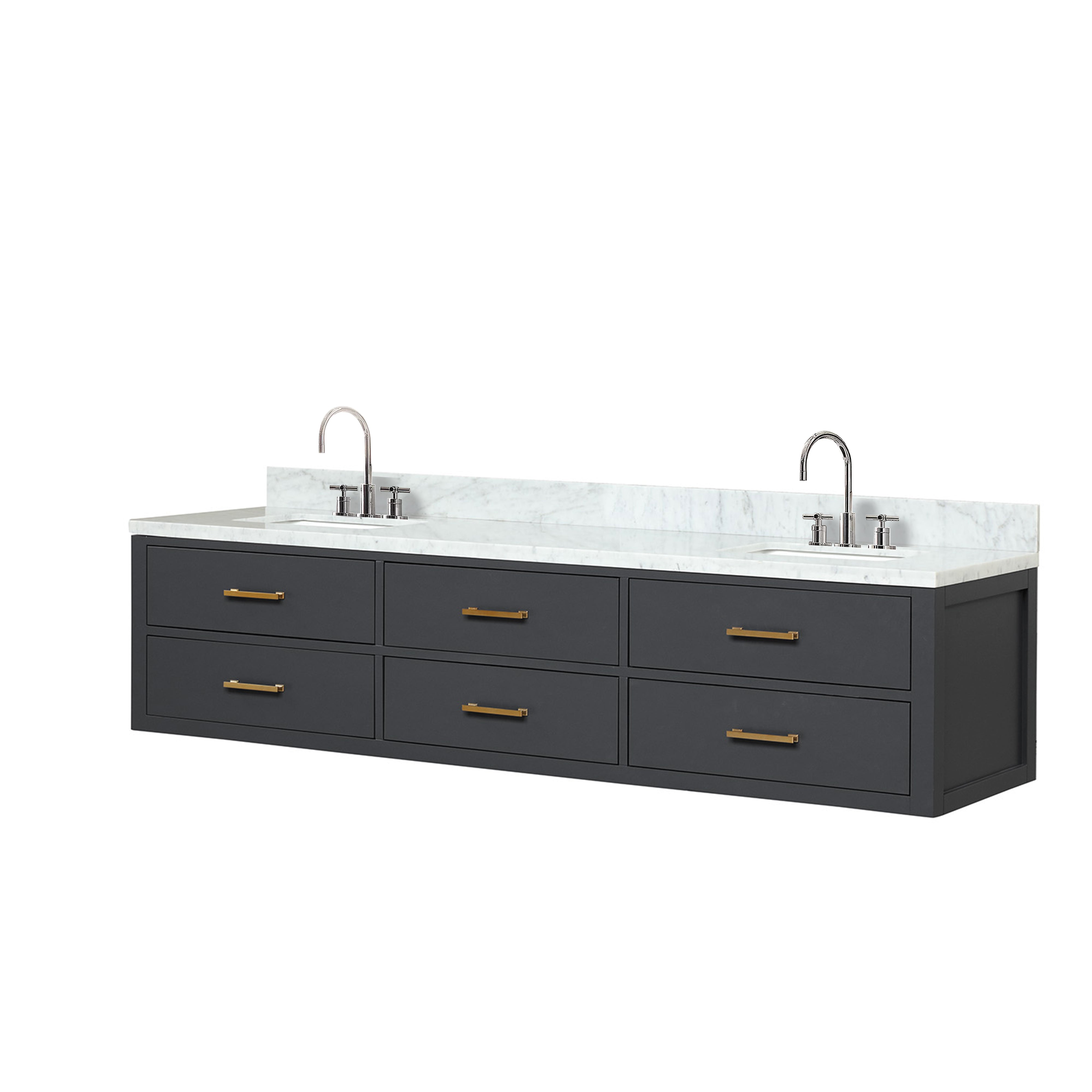 Castor 80 in W x 22 in D Black Double Bath Vanity