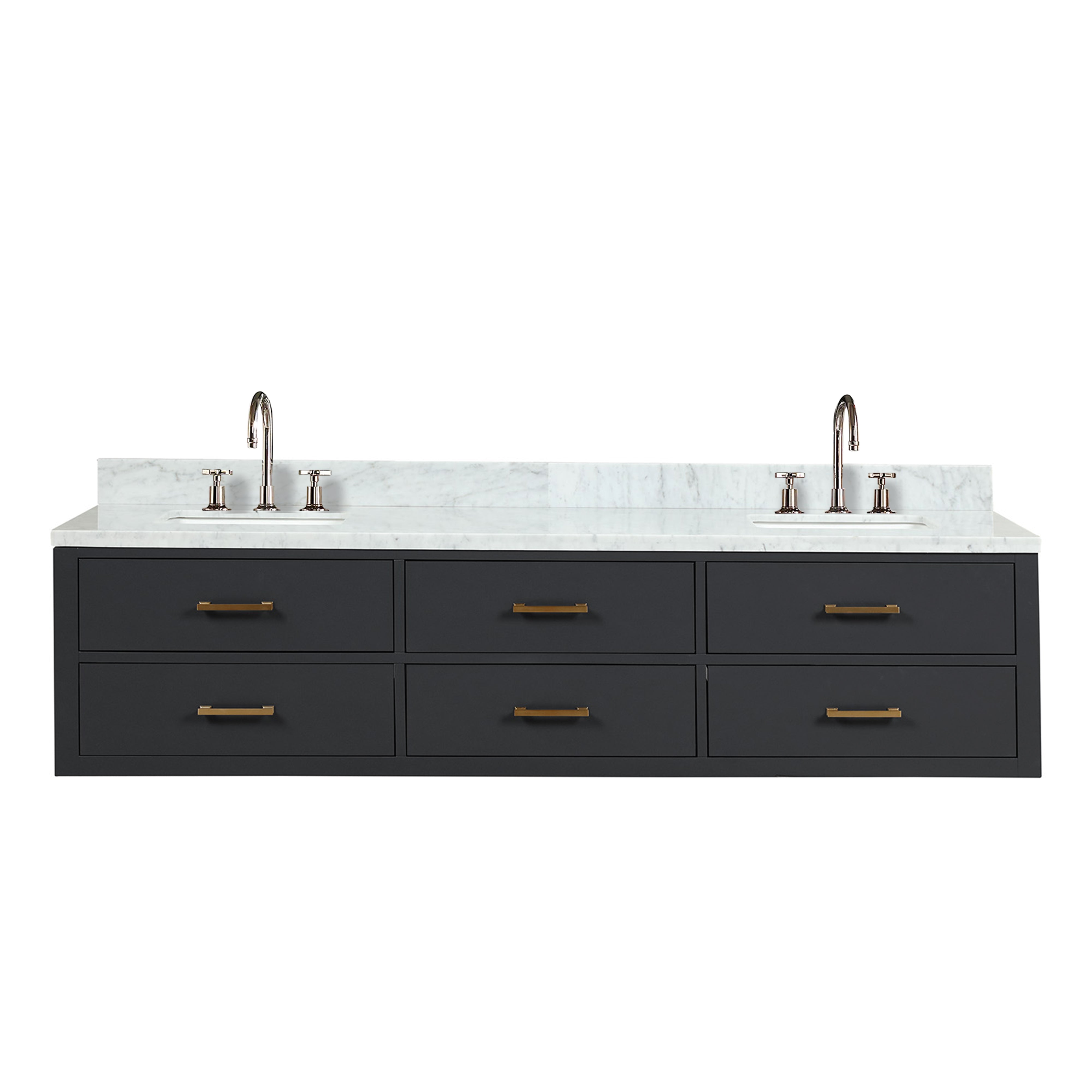 Castor 80 in W x 22 in D Black Double Bath Vanity