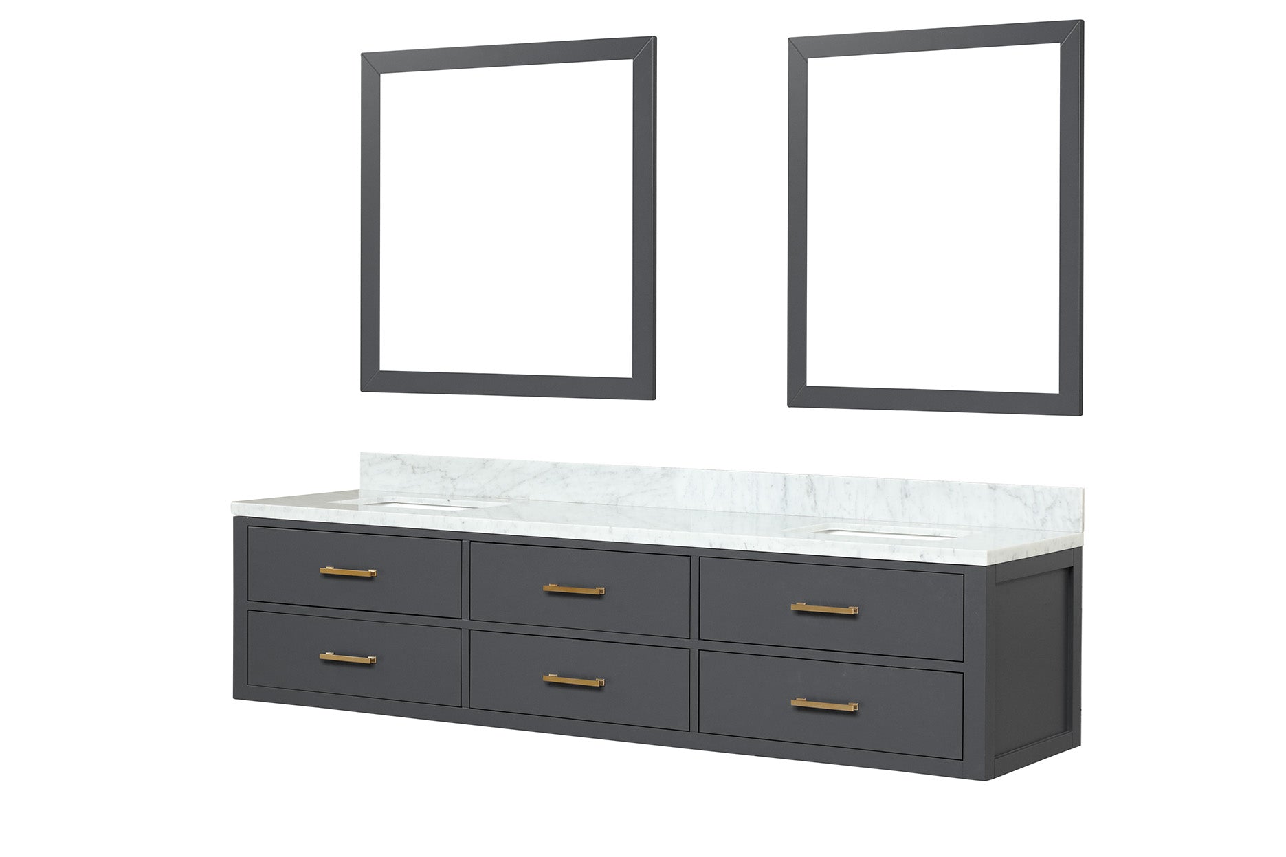 Castor 80 in W x 22 in D Black Double Bath Vanity