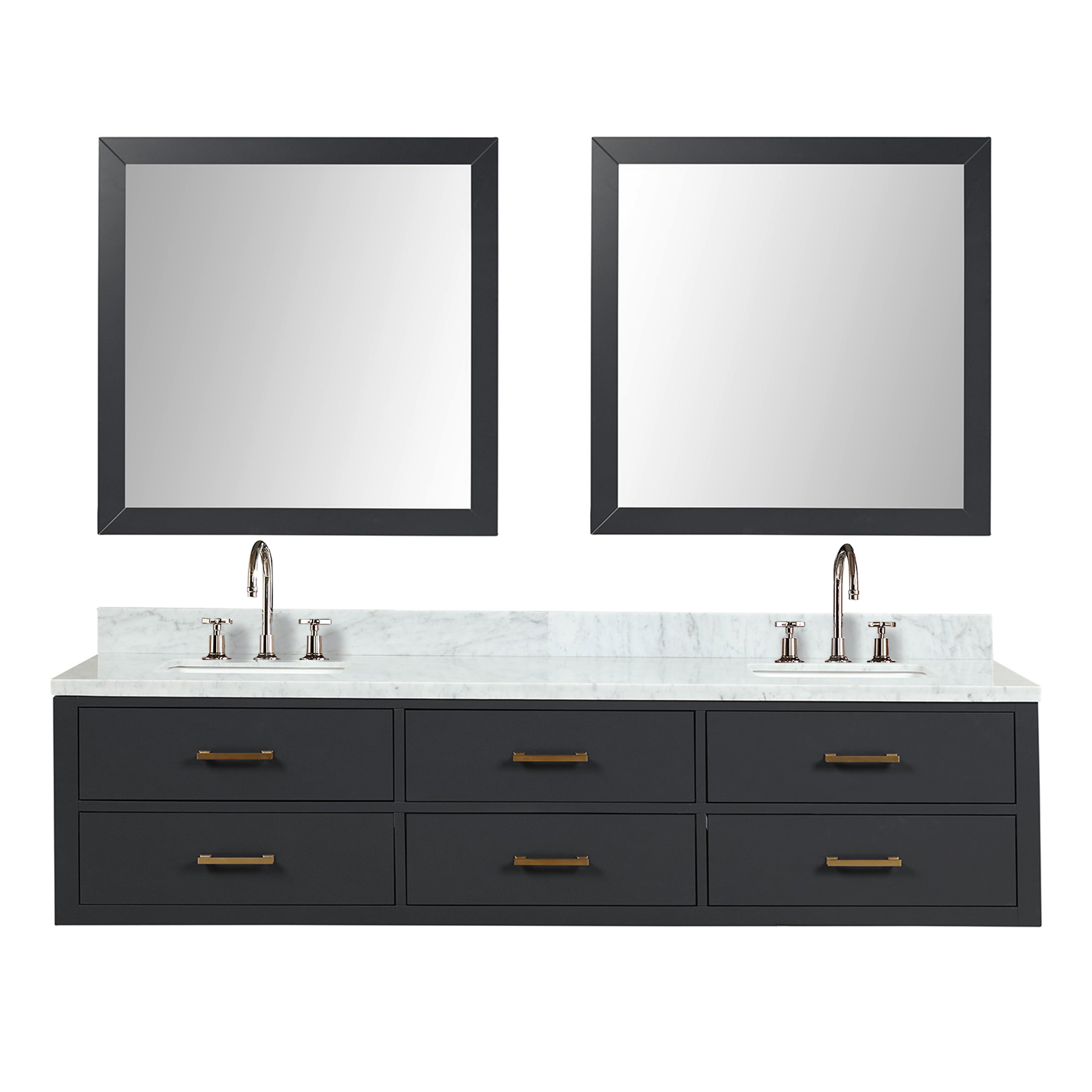 Castor 80 in W x 22 in D Black Double Bath Vanity