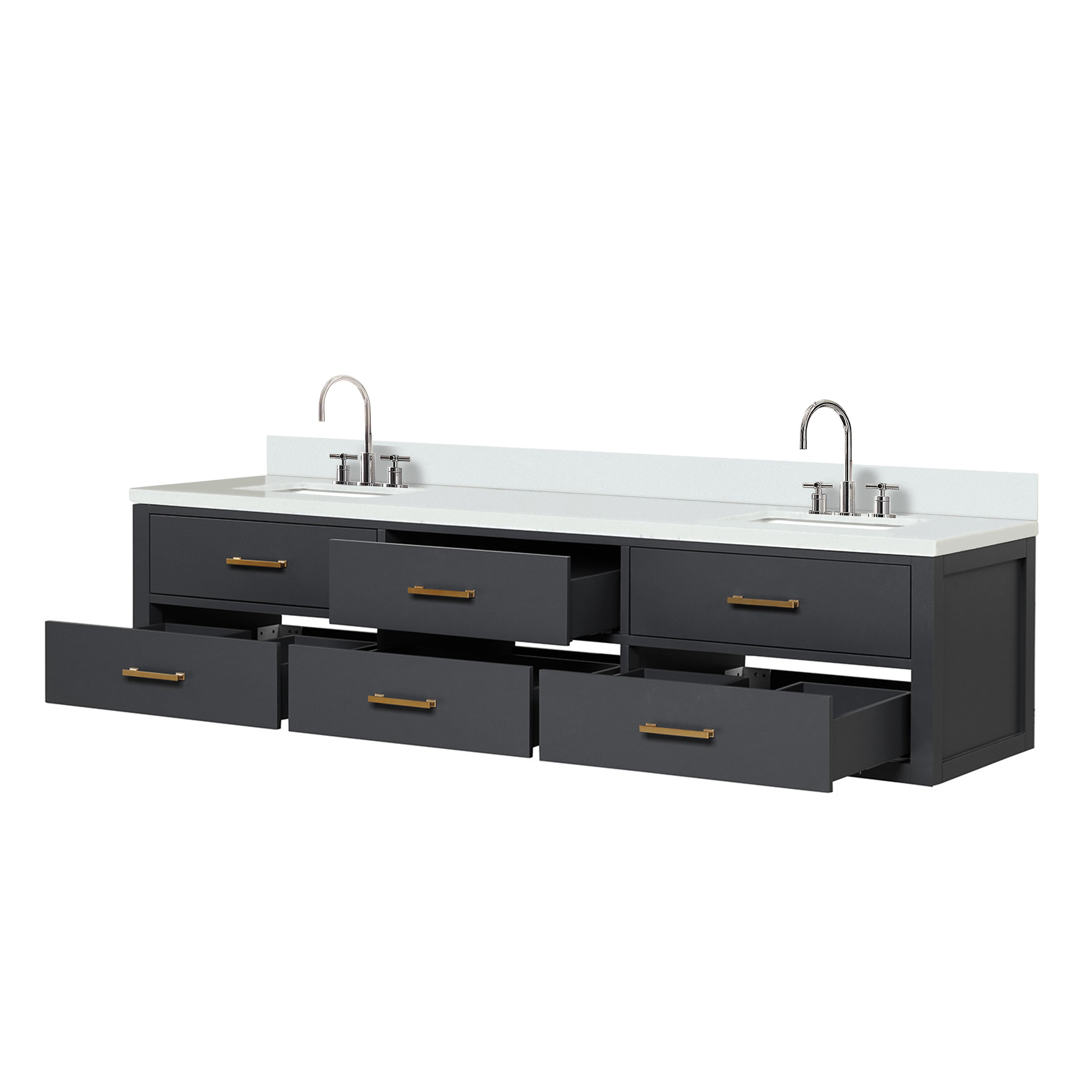 Castor 80 in W x 22 in D Black Double Bath Vanity