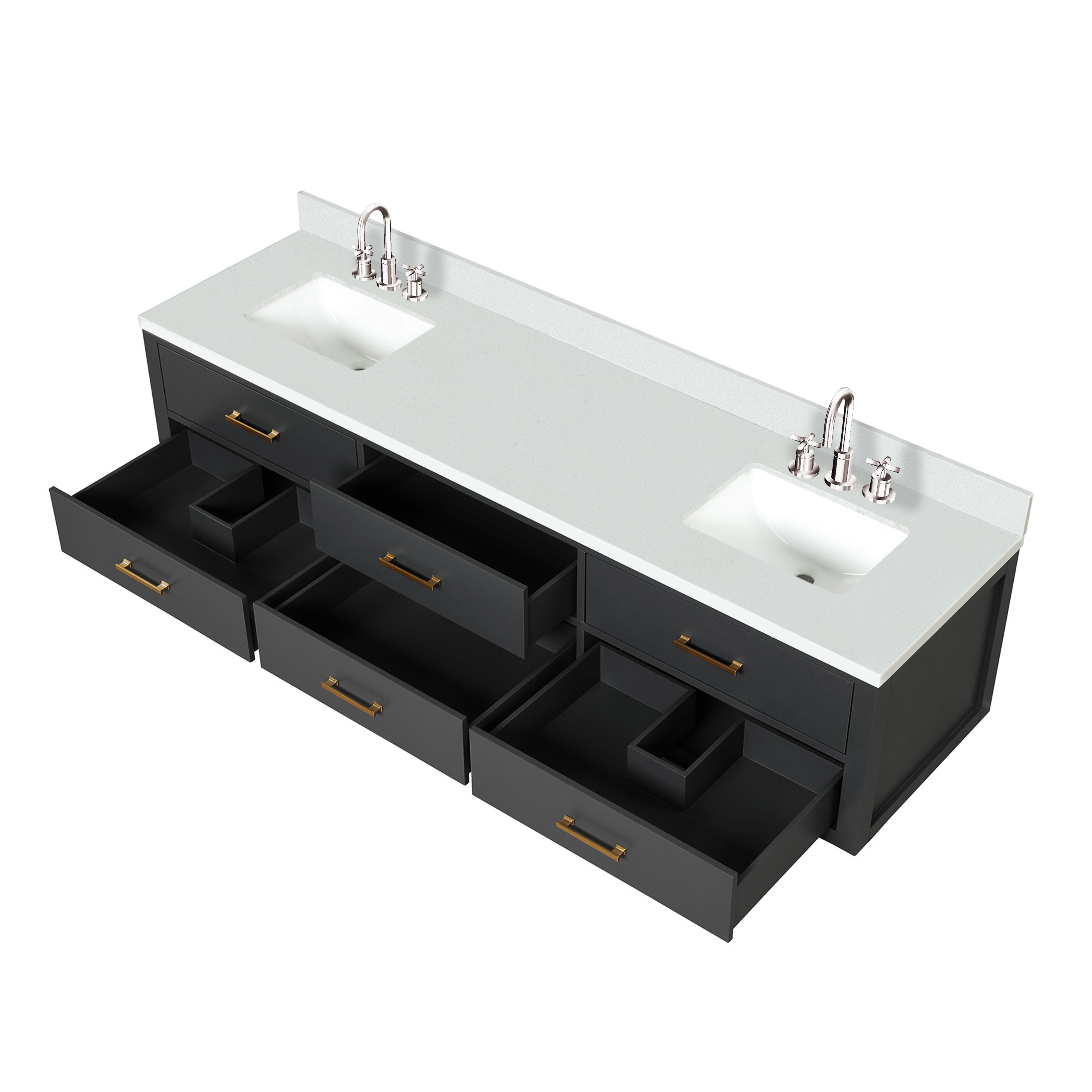 Castor 80 in W x 22 in D Black Double Bath Vanity
