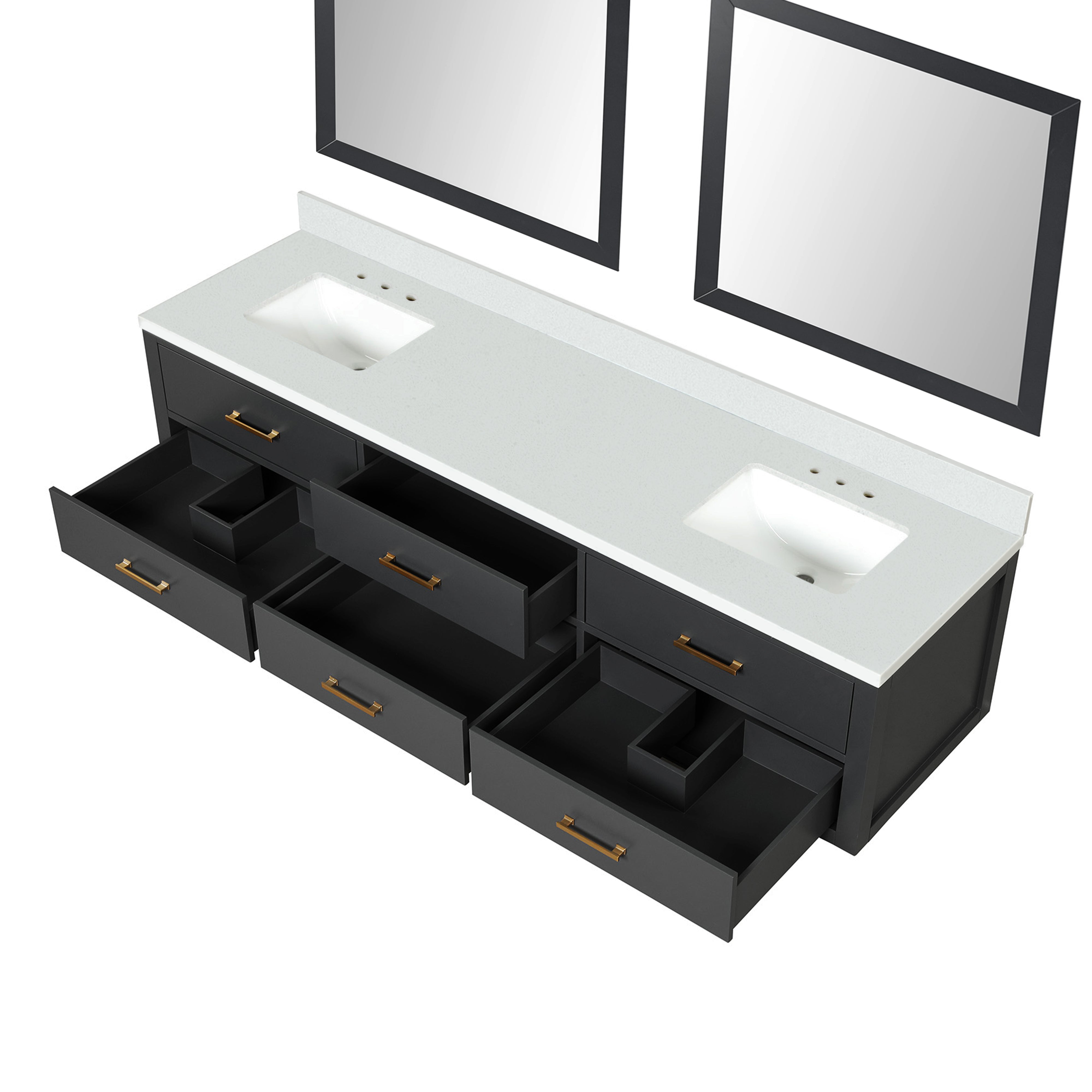 Castor 80 in W x 22 in D Black Double Bath Vanity