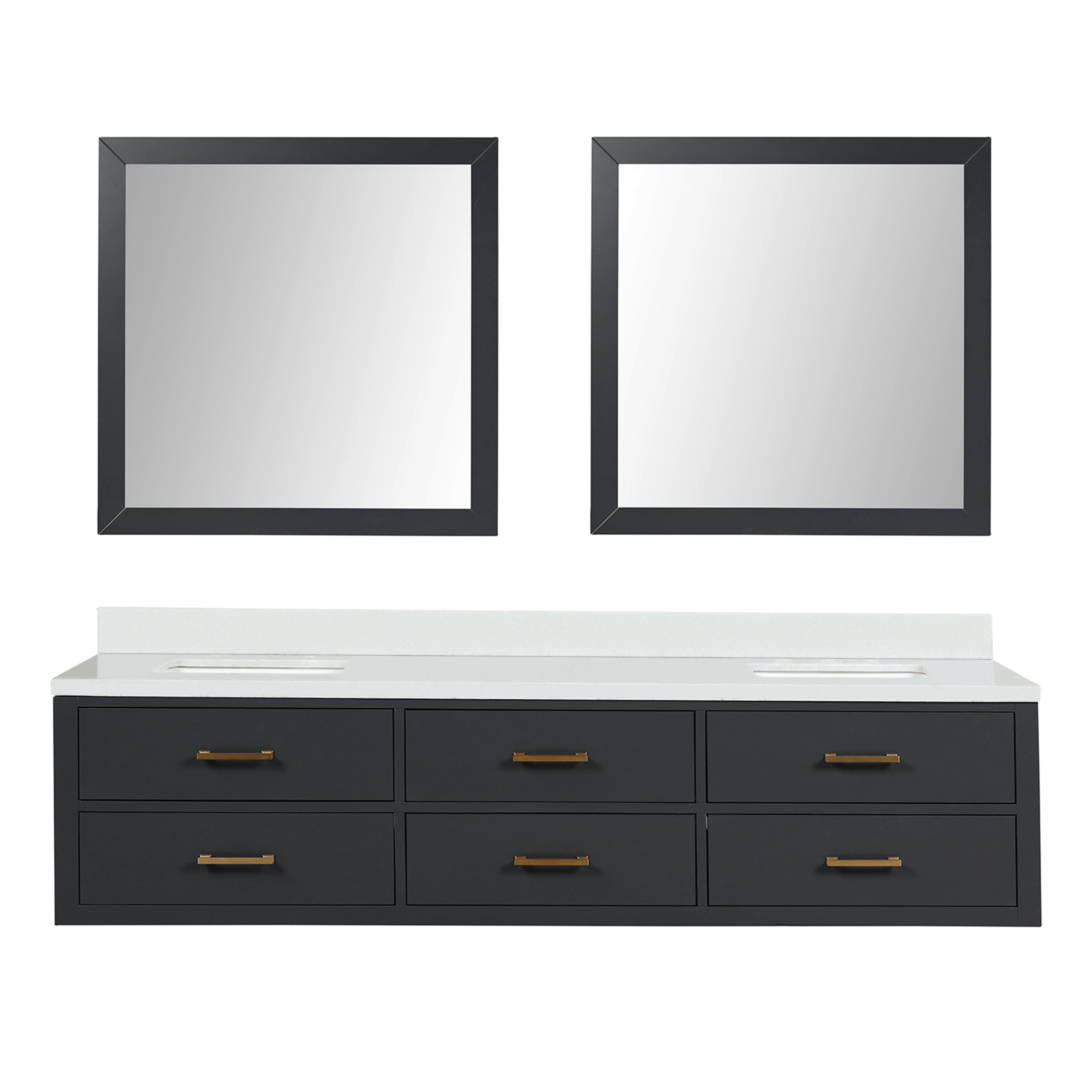 Castor 80 in W x 22 in D Black Double Bath Vanity