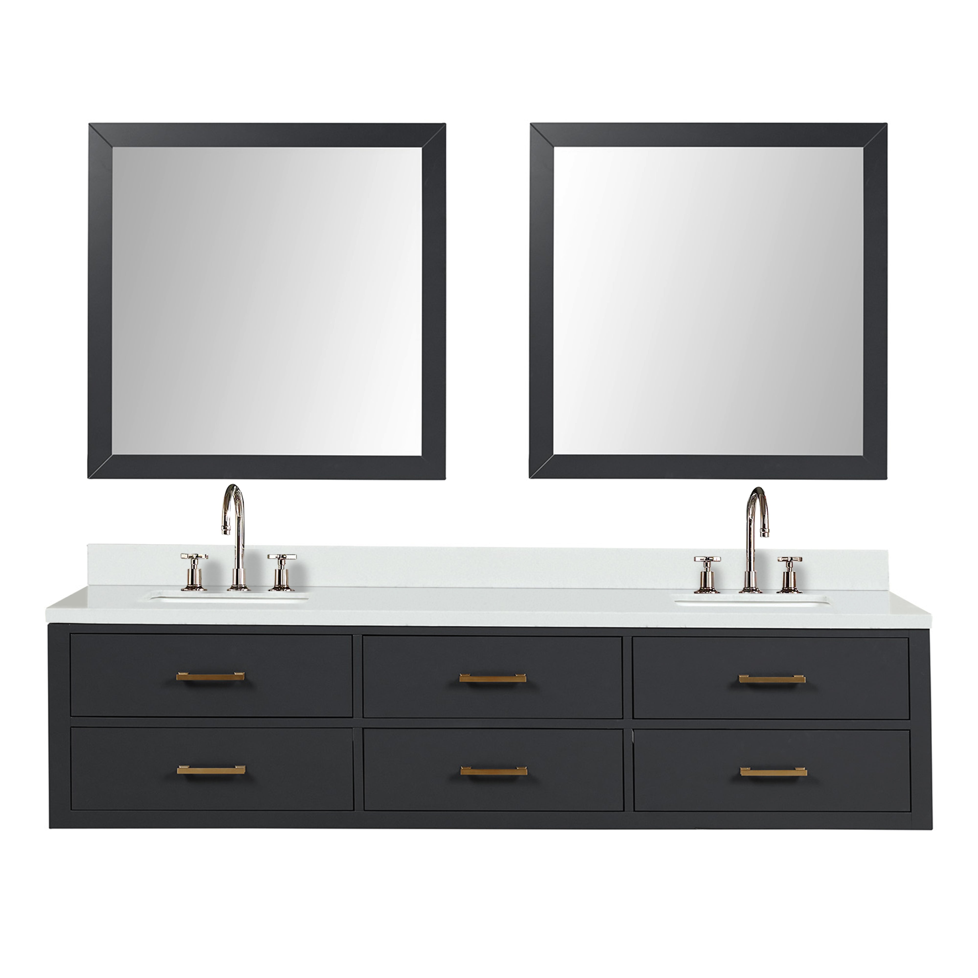 Castor 80 in W x 22 in D Black Double Bath Vanity