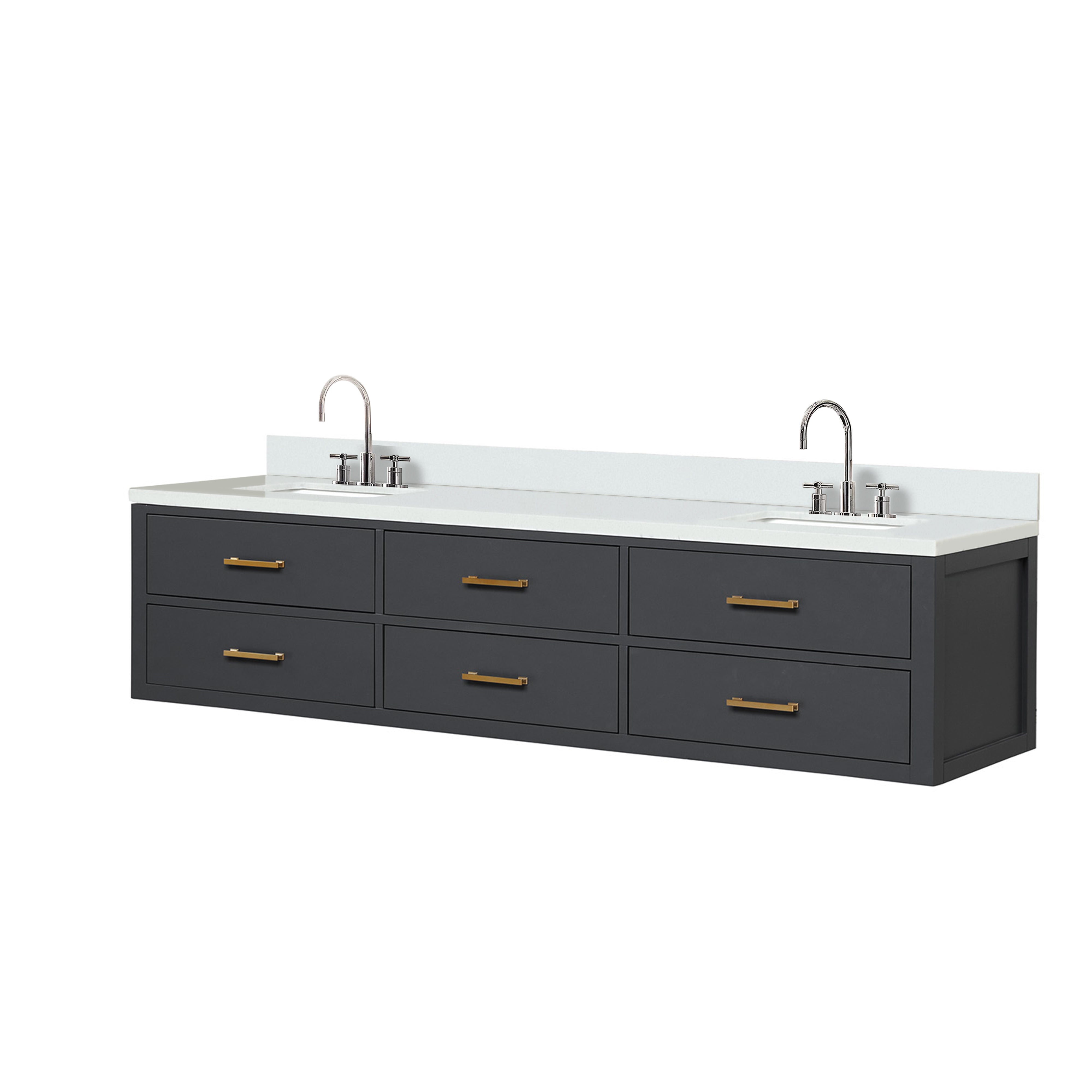 Castor 80 in W x 22 in D Black Double Bath Vanity