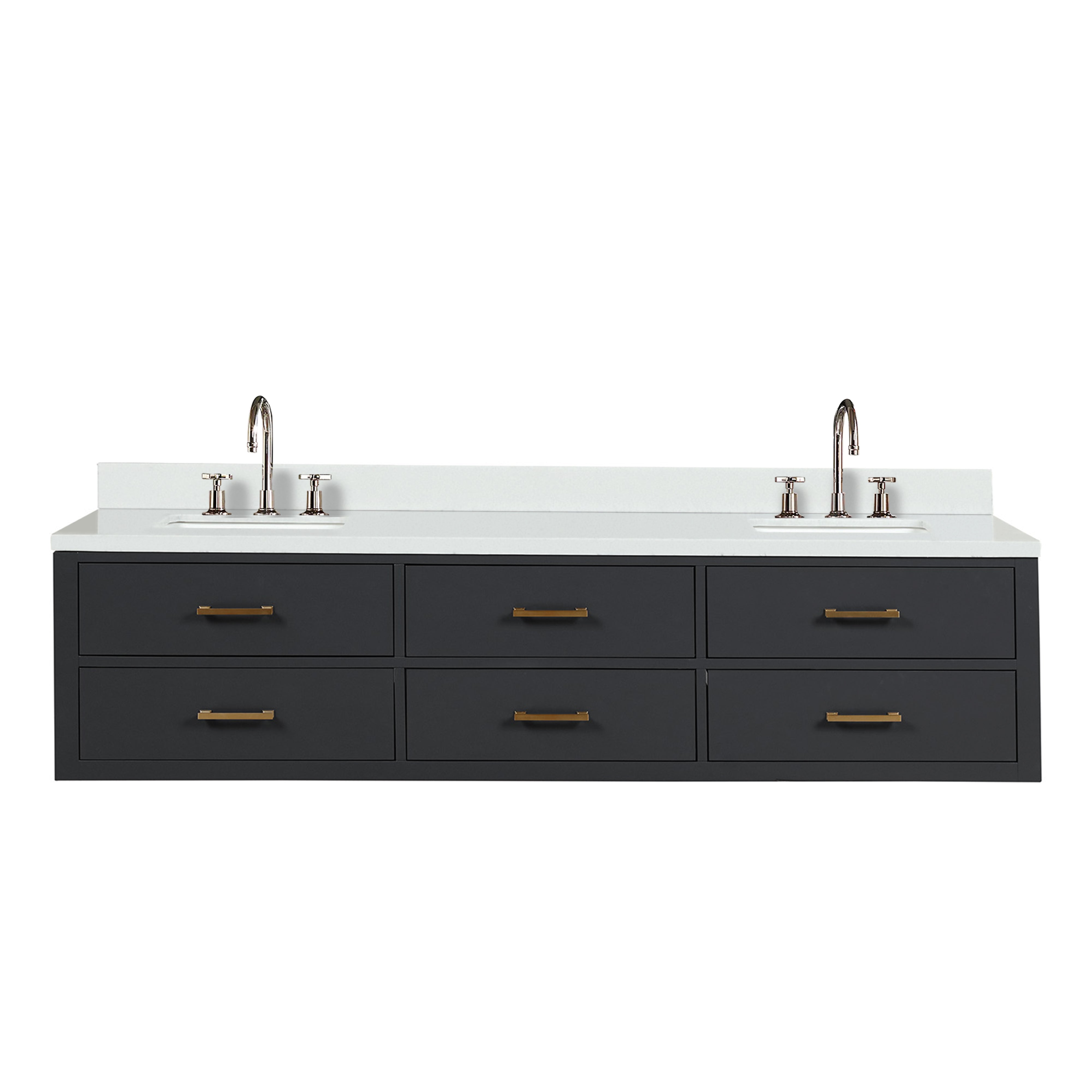 Castor 80 in W x 22 in D Black Double Bath Vanity