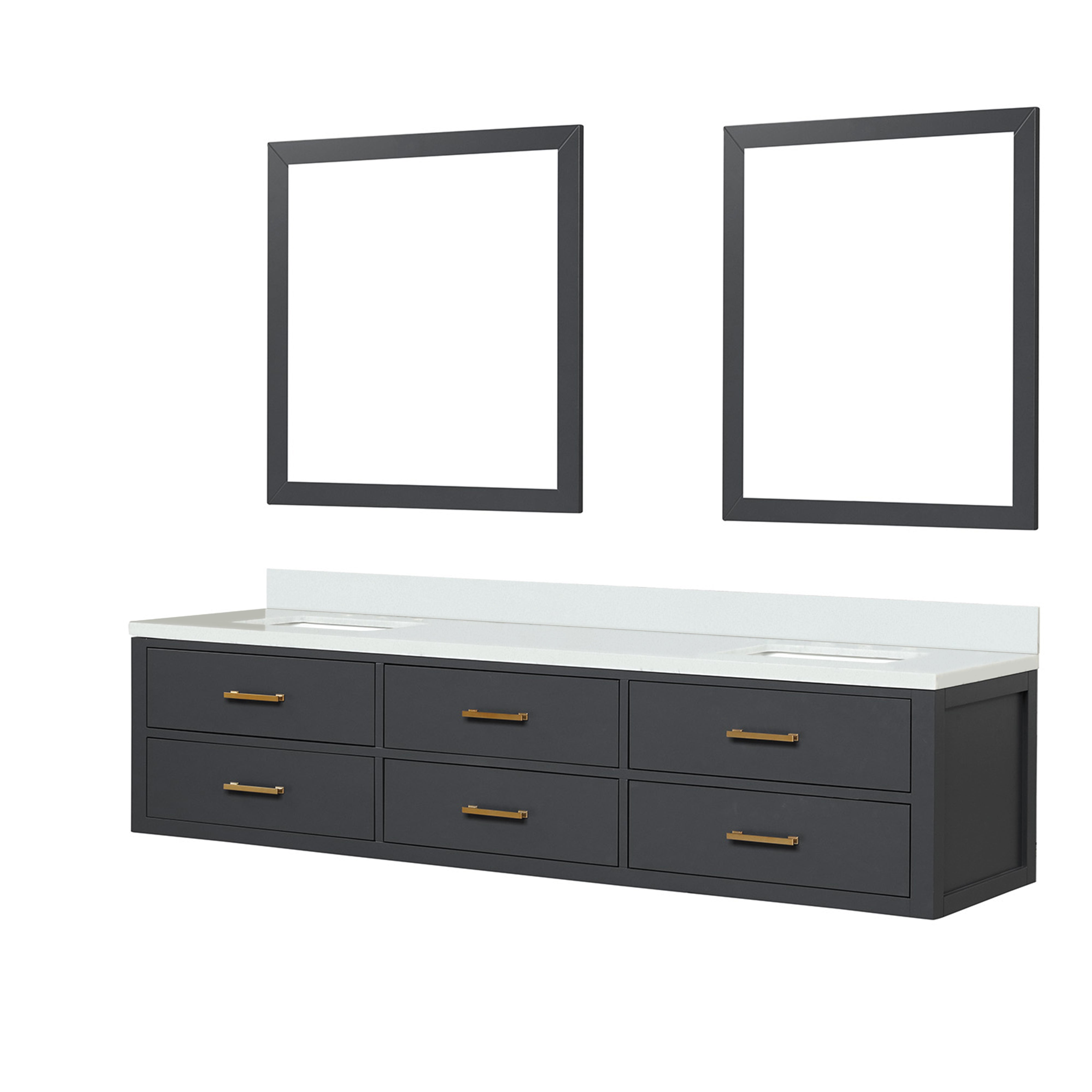 Castor 80 in W x 22 in D Black Double Bath Vanity