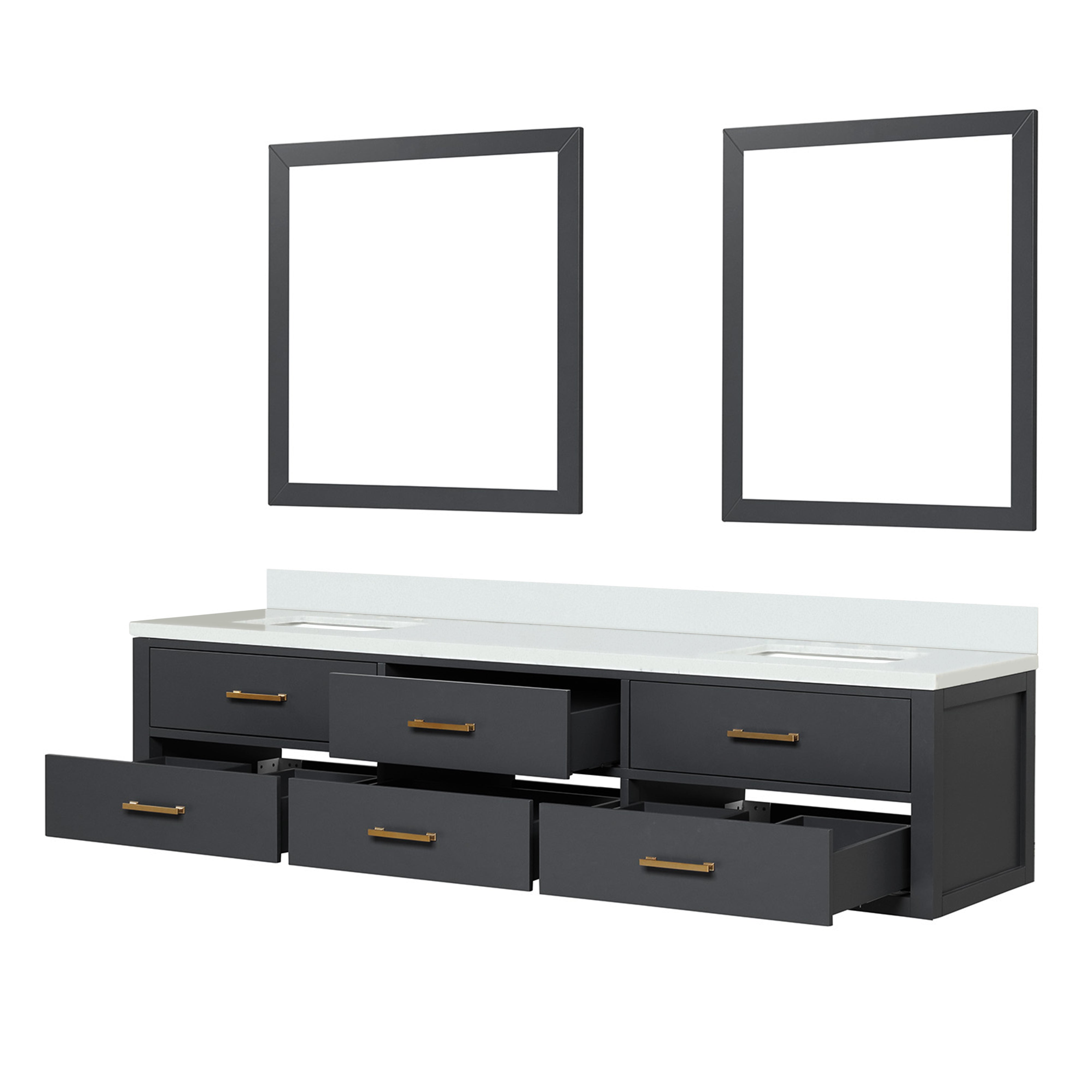 Castor 80 in W x 22 in D Black Double Bath Vanity