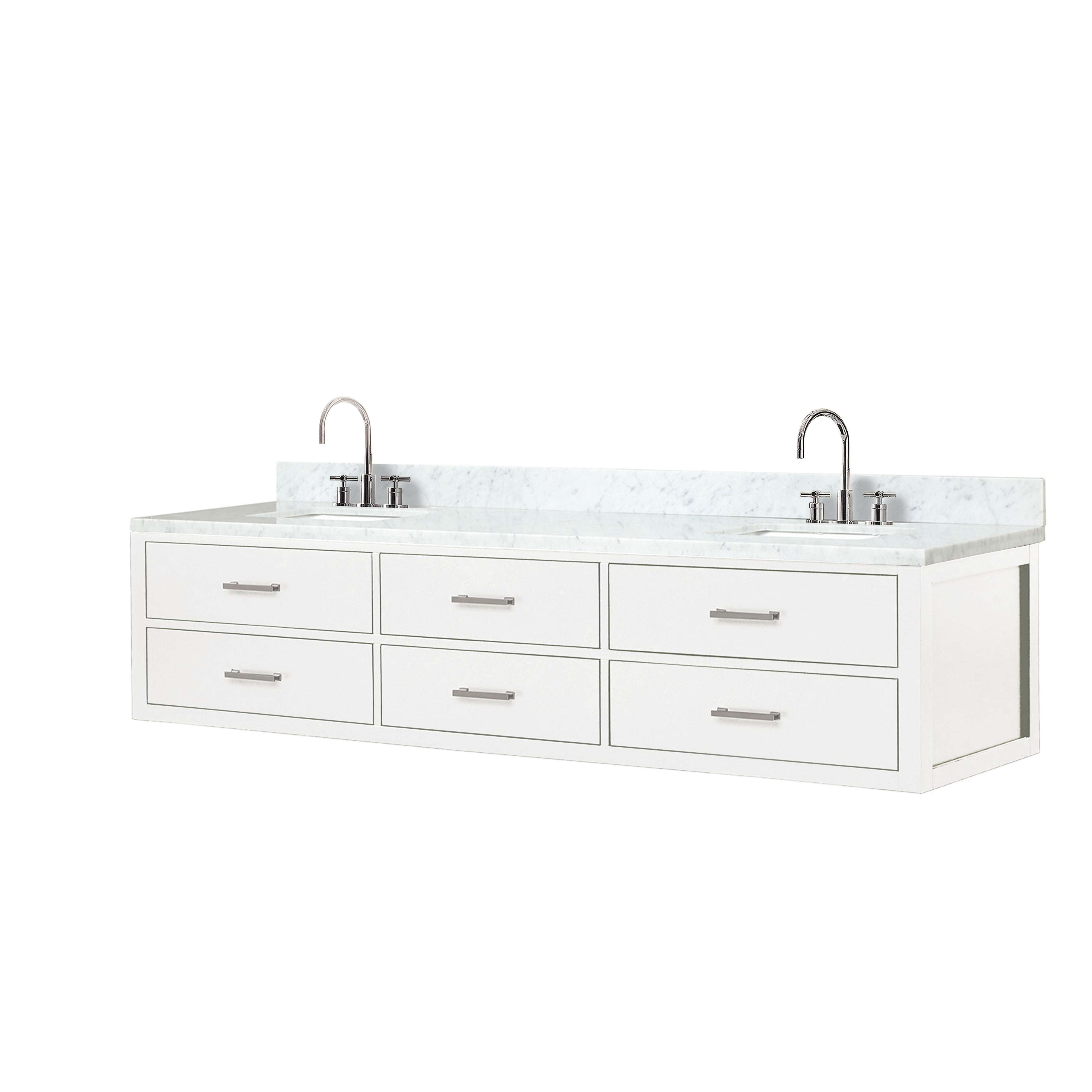 Castor 84 in W x 22 in D White Double Bath Vanity