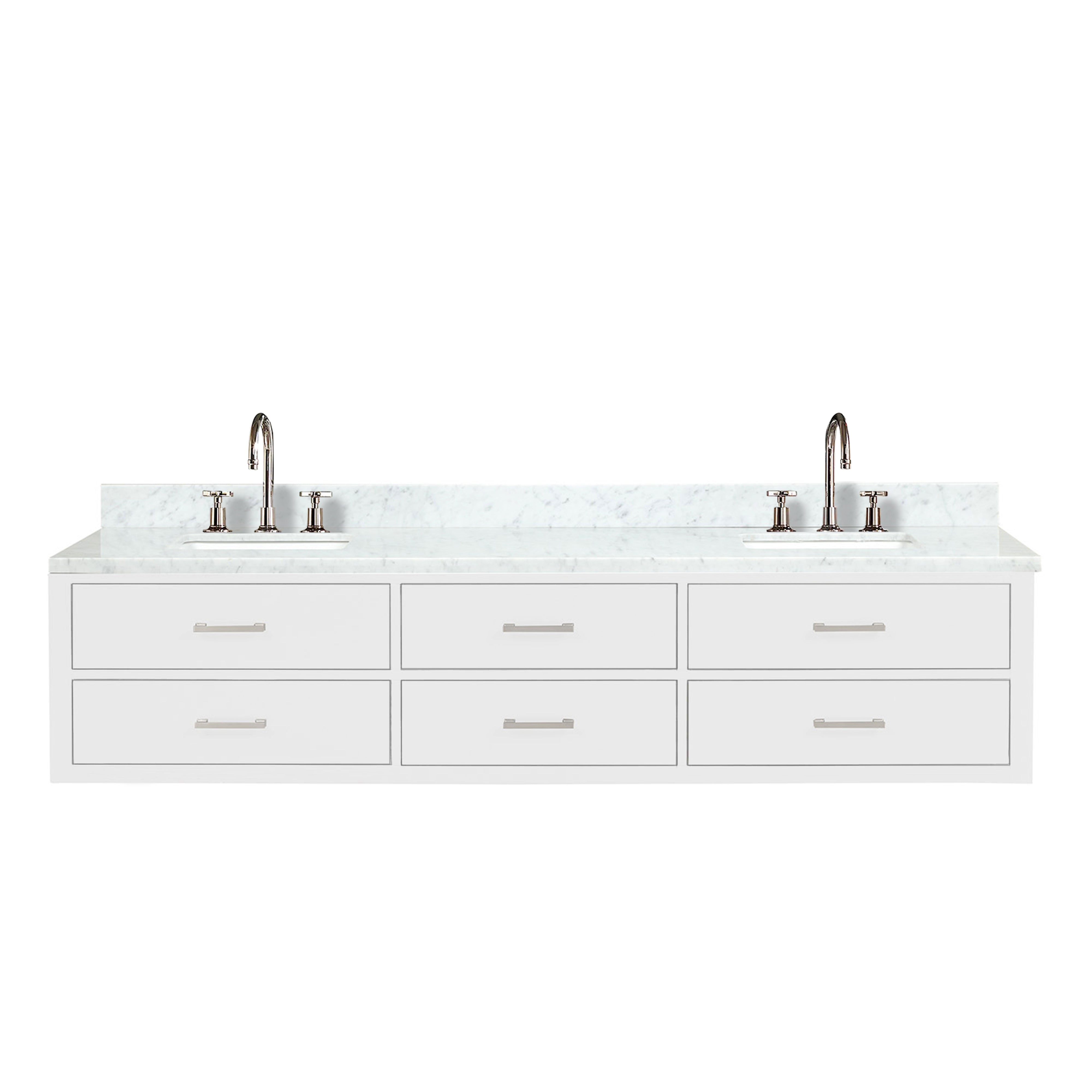Castor 84 in W x 22 in D White Double Bath Vanity