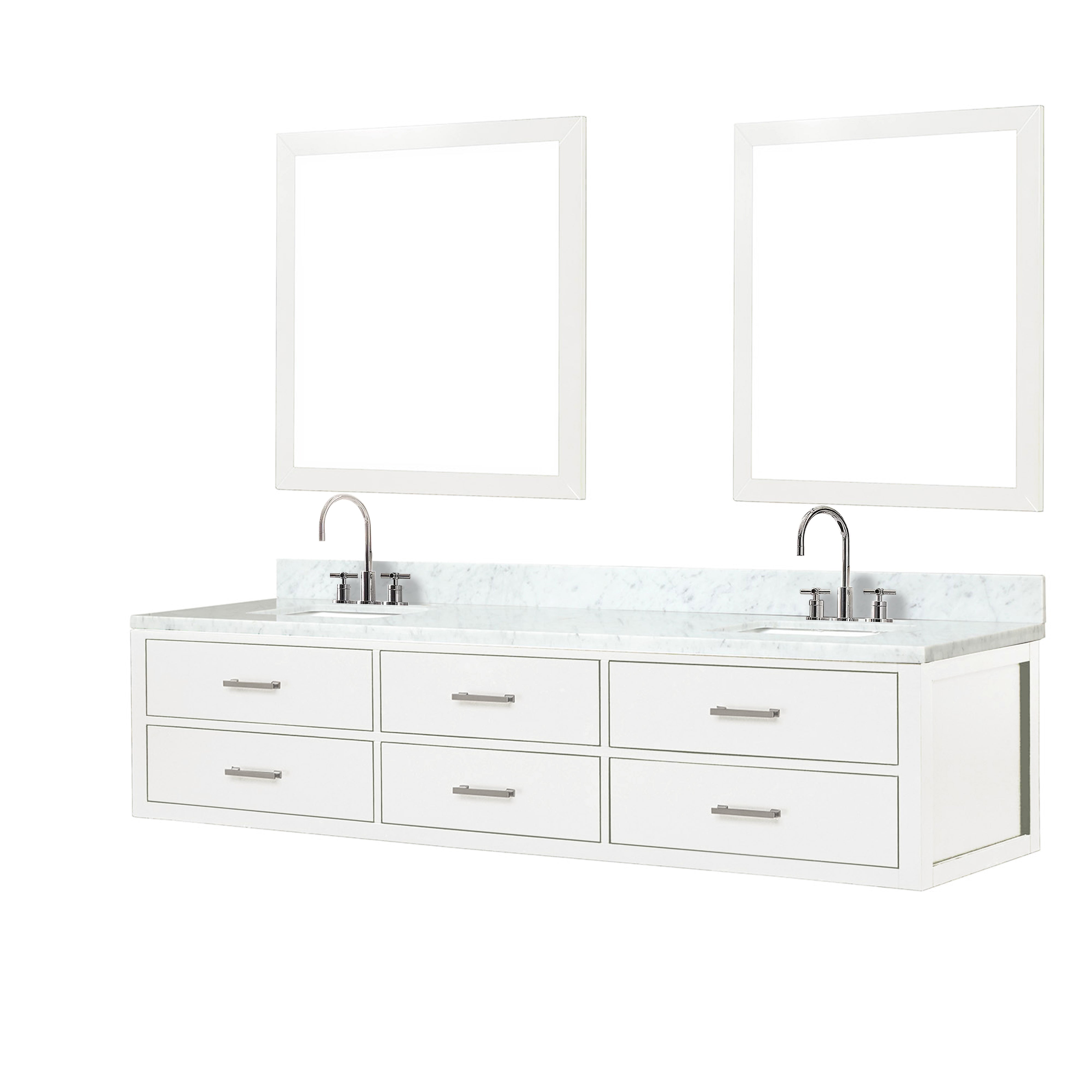 Castor 84 in W x 22 in D White Double Bath Vanity