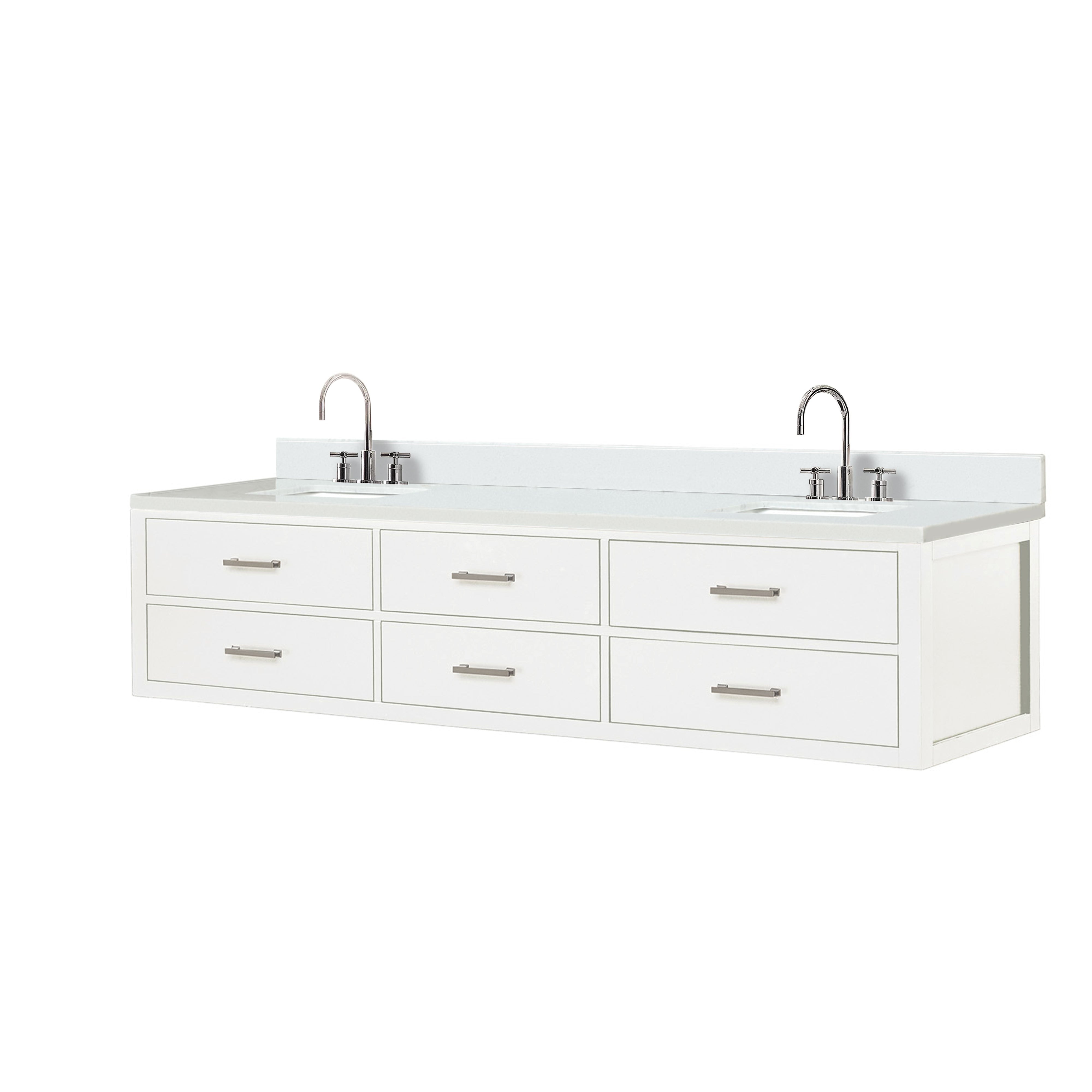 Castor 84 in W x 22 in D White Double Bath Vanity