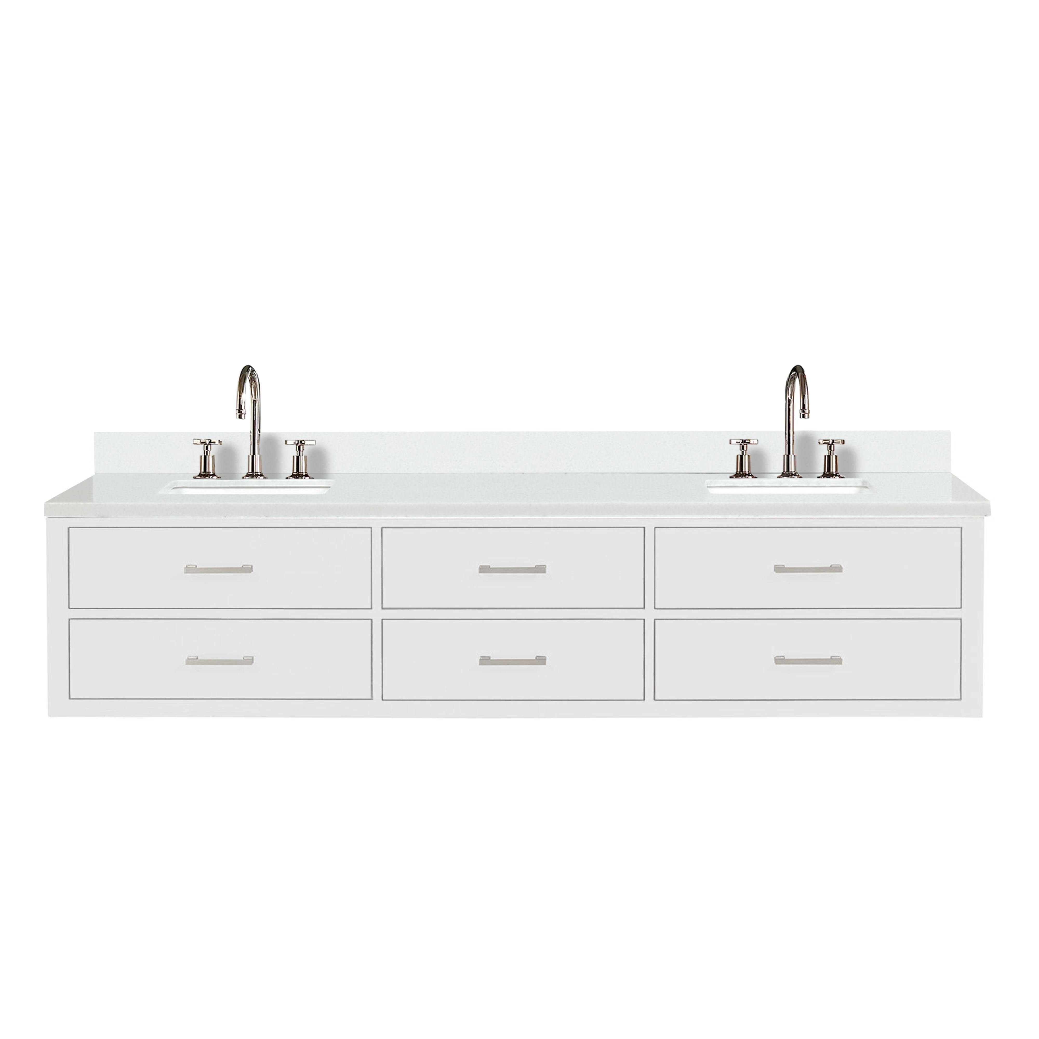 Castor 84 in W x 22 in D White Double Bath Vanity