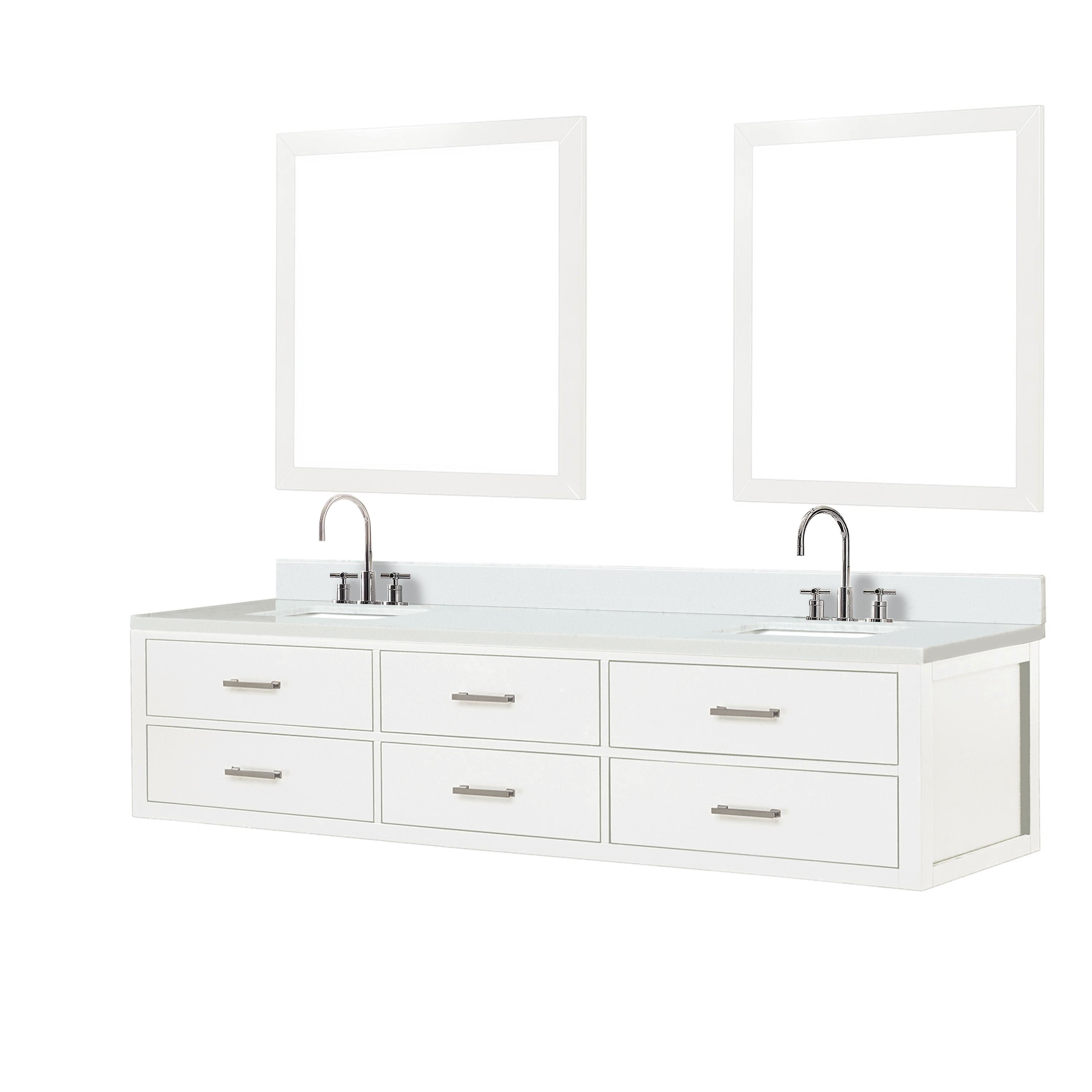 Castor 84 in W x 22 in D White Double Bath Vanity