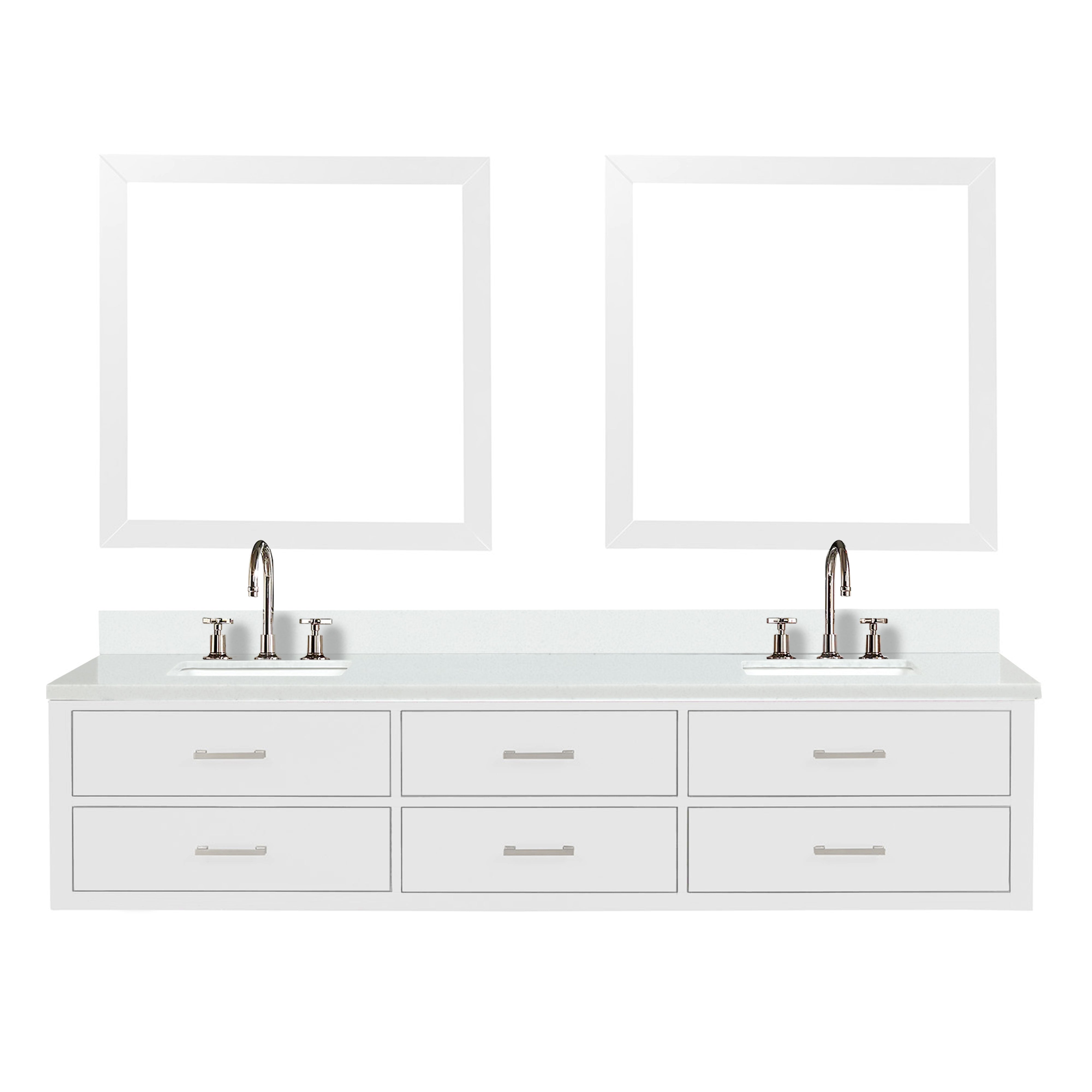Castor 84 in W x 22 in D White Double Bath Vanity