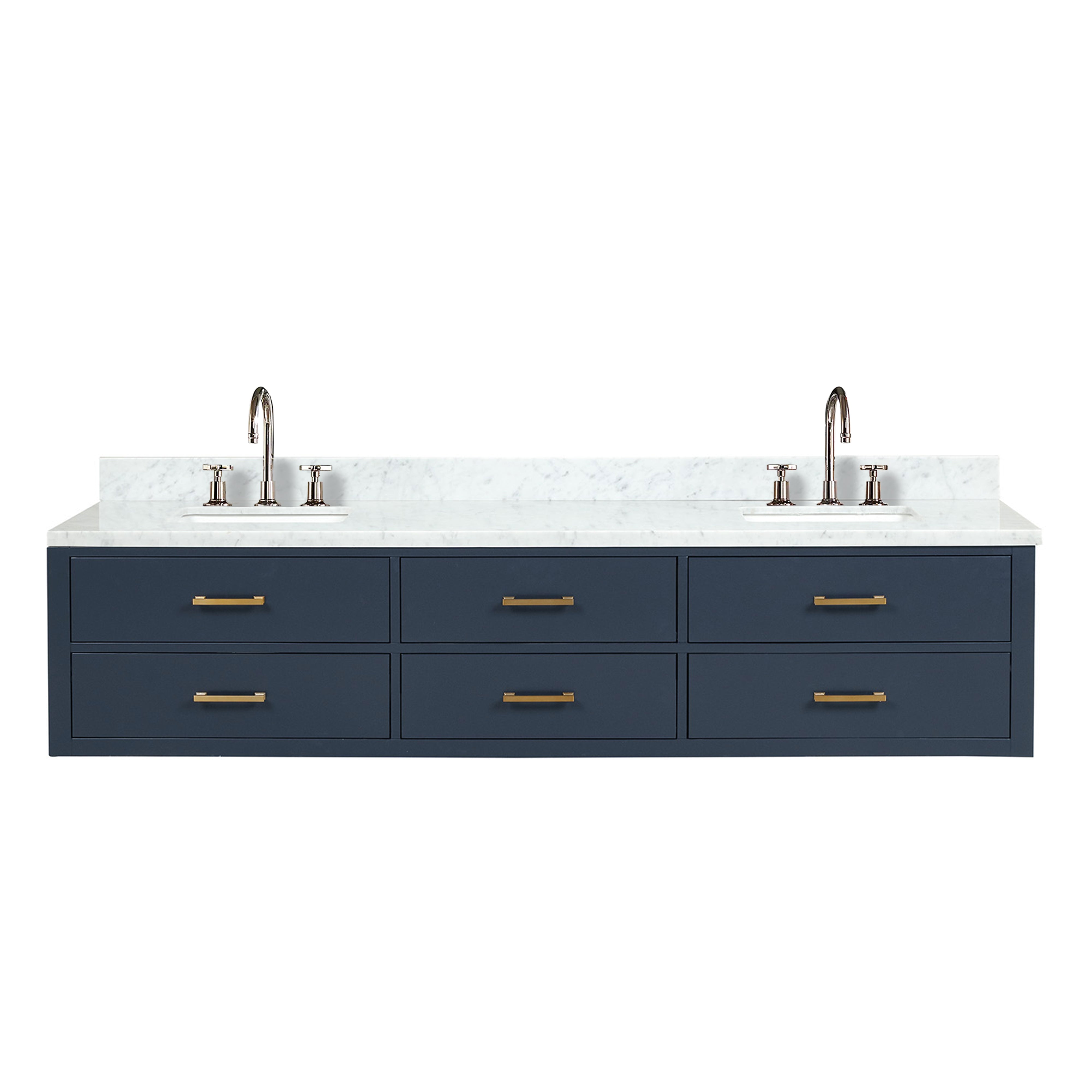 Castor 84 in W x 22 in D Blue Double Bath Vanity
