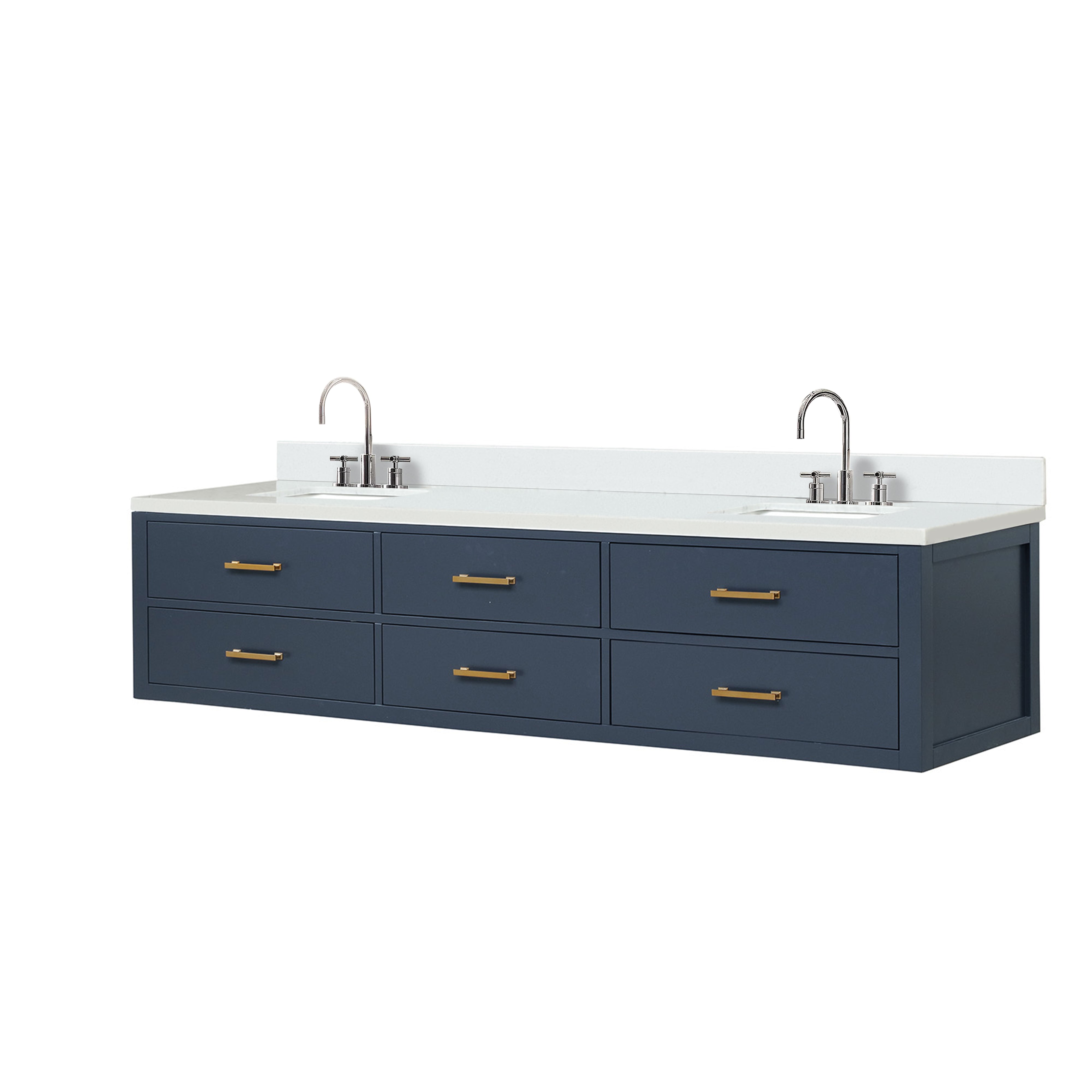 Castor 84 in W x 22 in D Blue Double Bath Vanity