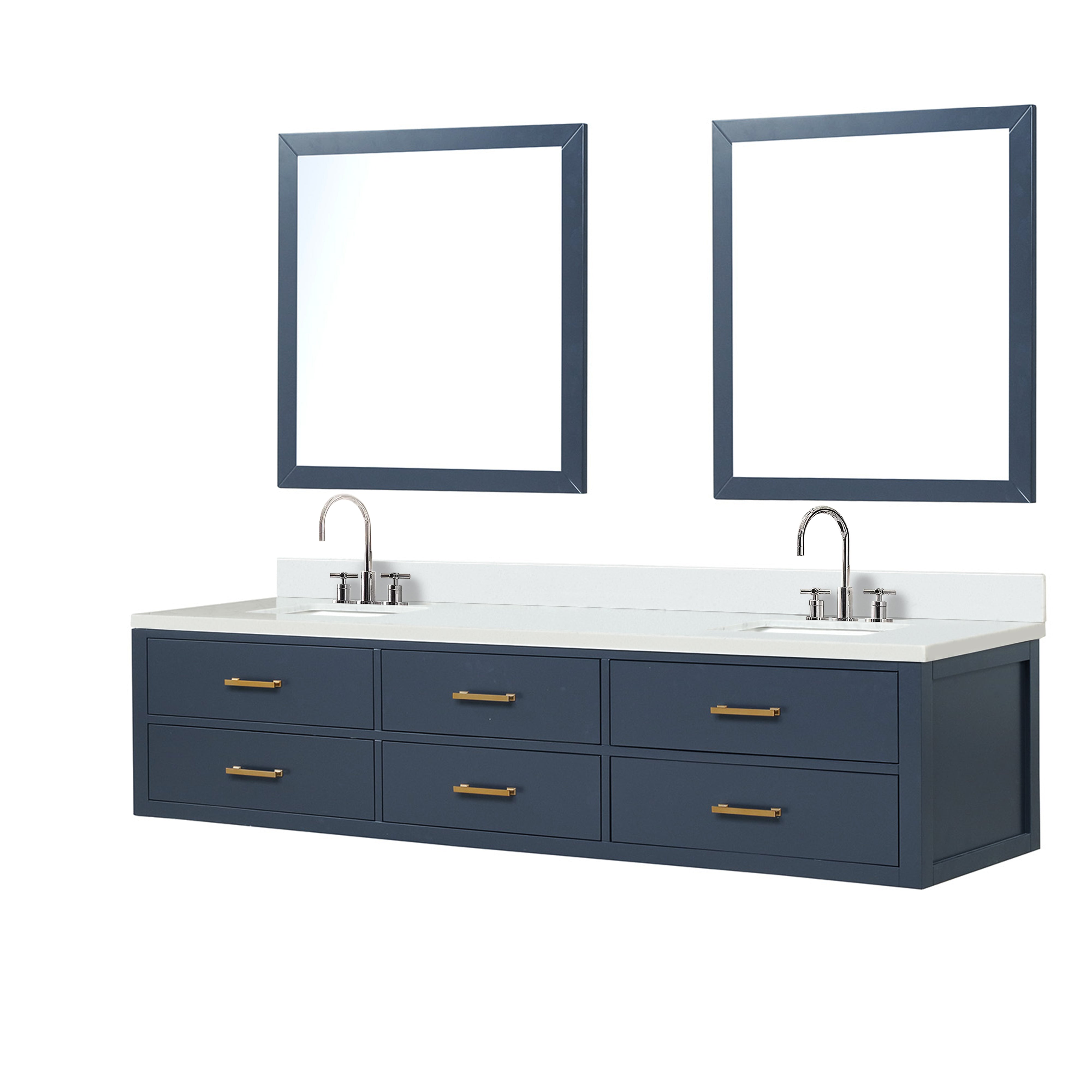 Castor 84 in W x 22 in D Blue Double Bath Vanity