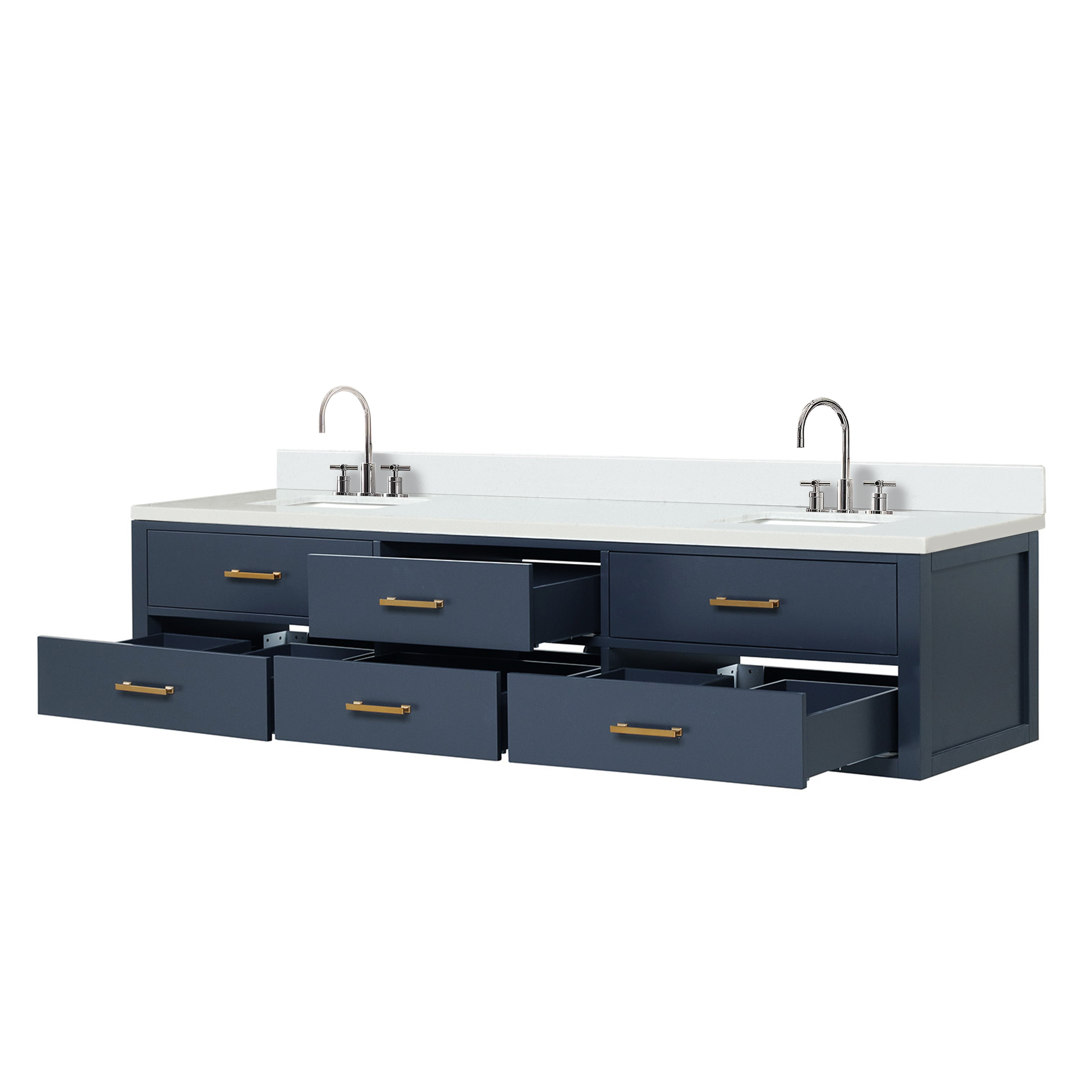 Castor 84 in W x 22 in D Blue Double Bath Vanity