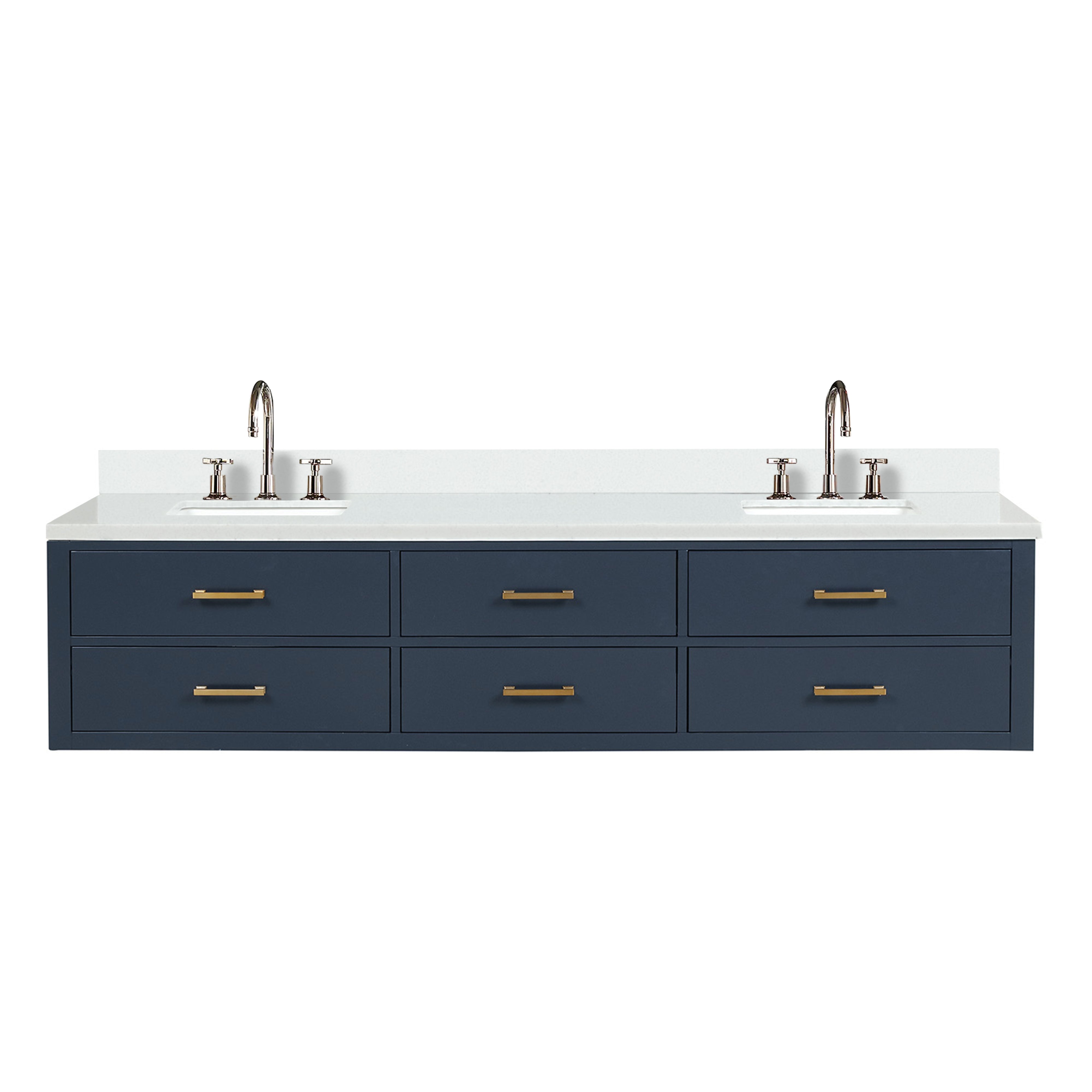 Castor 84 in W x 22 in D Blue Double Bath Vanity