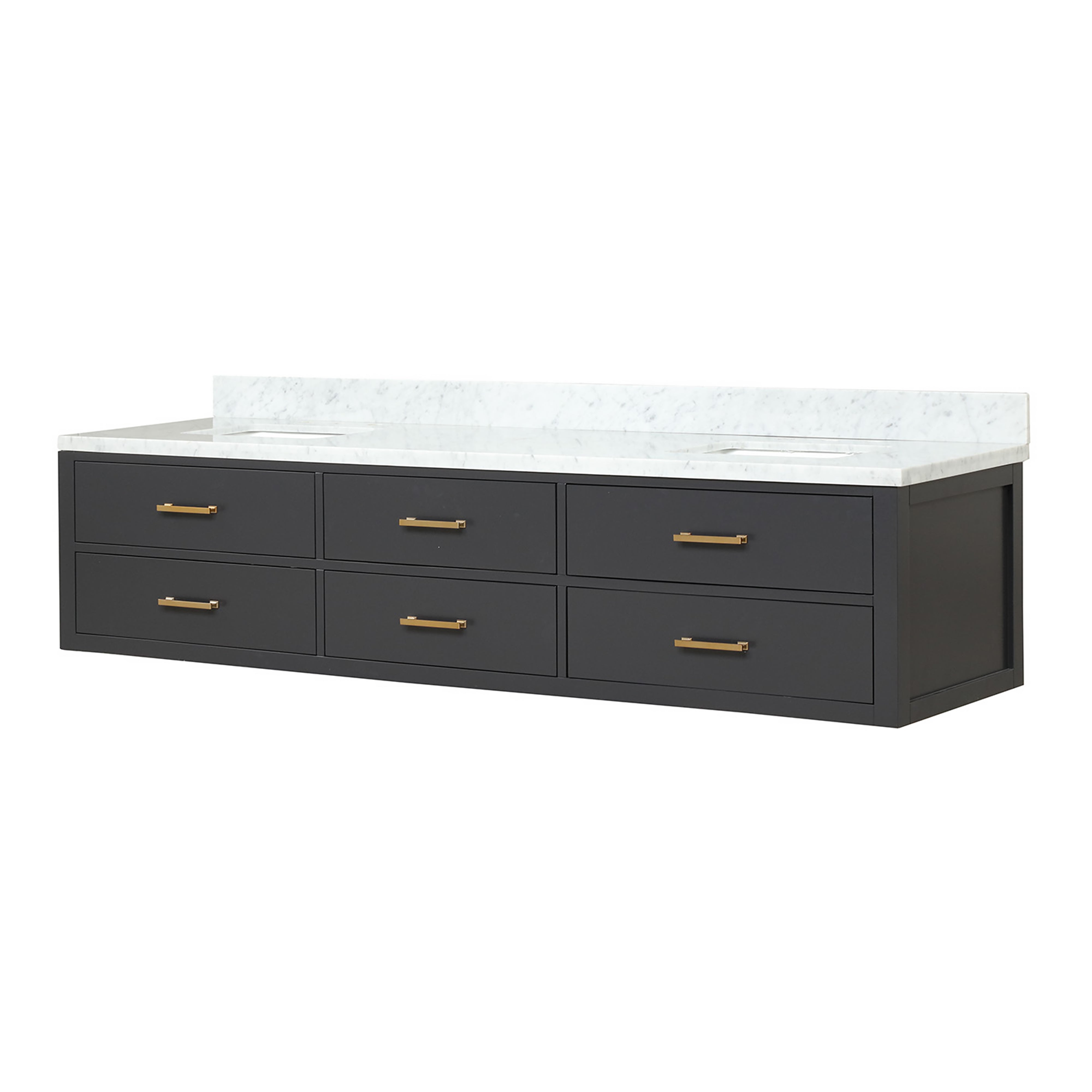 Castor 84 in W x 22 in D Black Double Bath Vanity