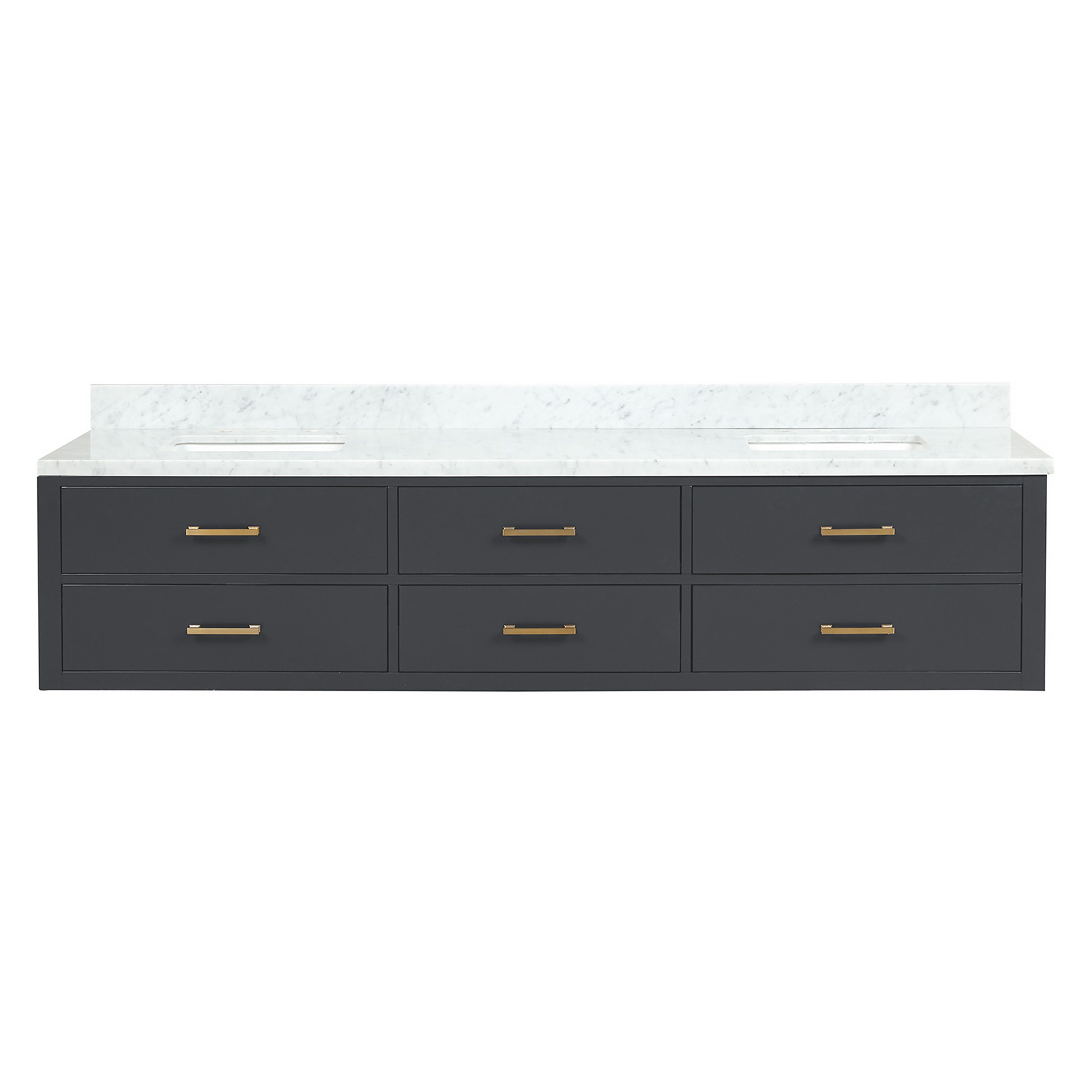Castor 84 in W x 22 in D Black Double Bath Vanity