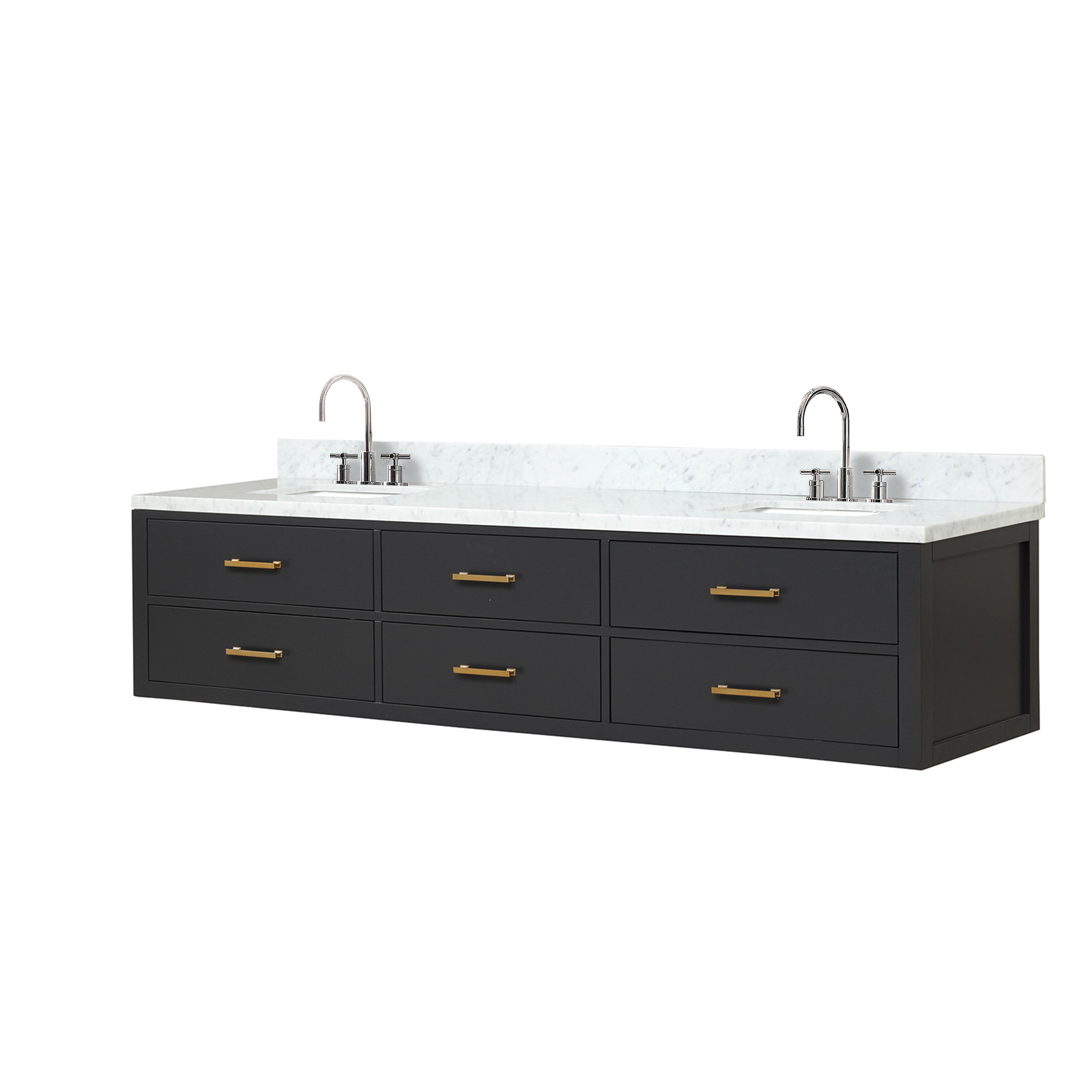 Castor 84 in W x 22 in D Black Double Bath Vanity