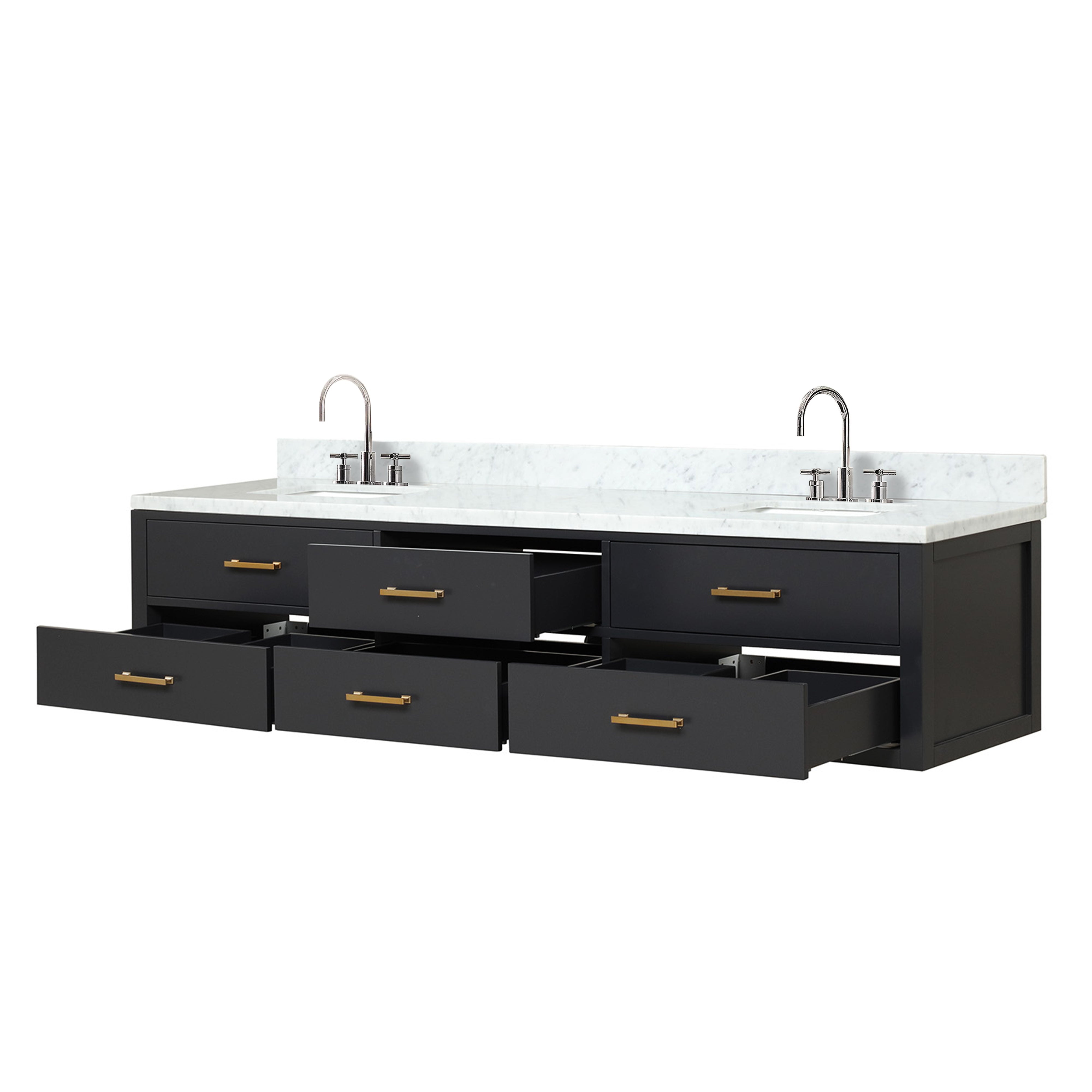 Castor 84 in W x 22 in D Black Double Bath Vanity