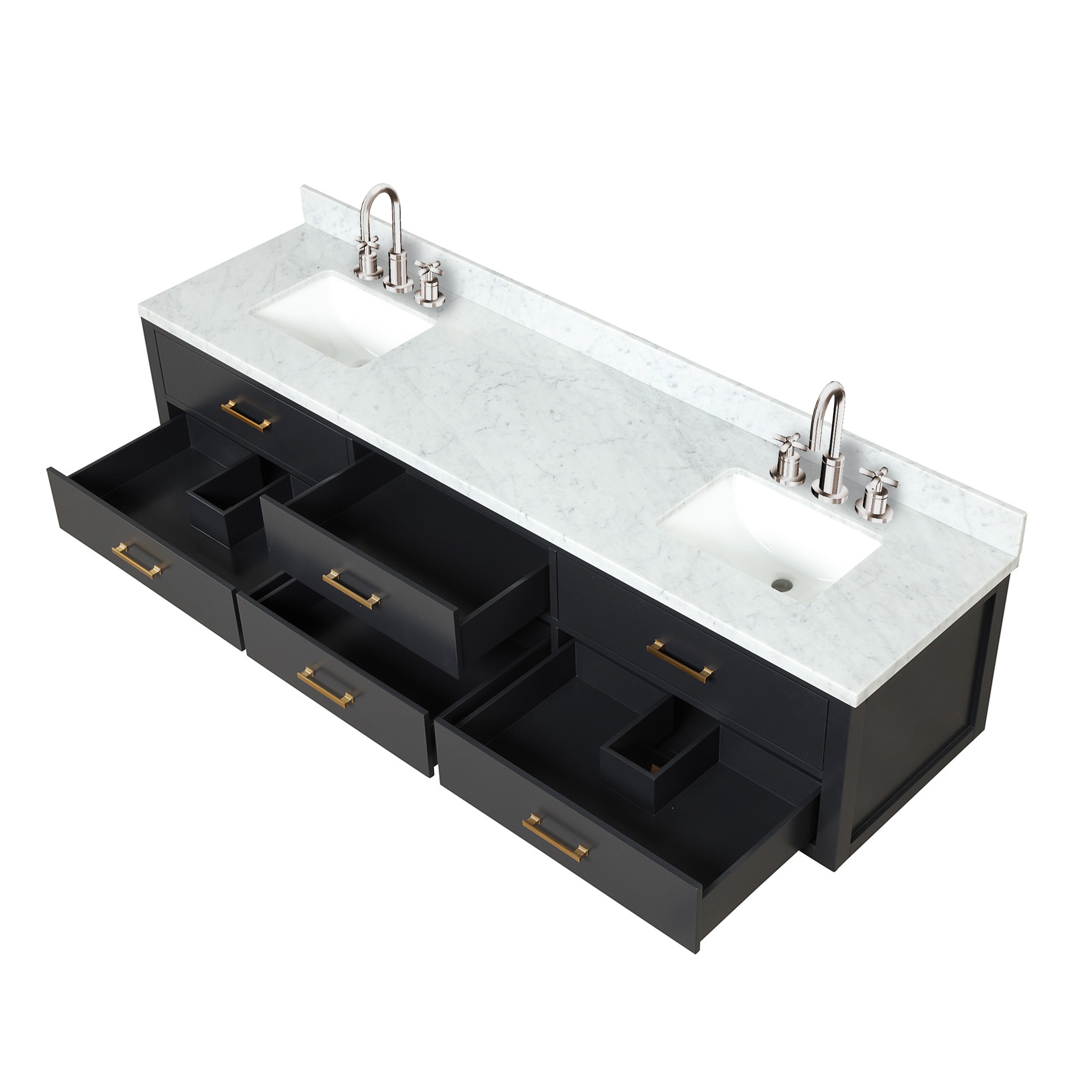 Castor 84 in W x 22 in D Black Double Bath Vanity