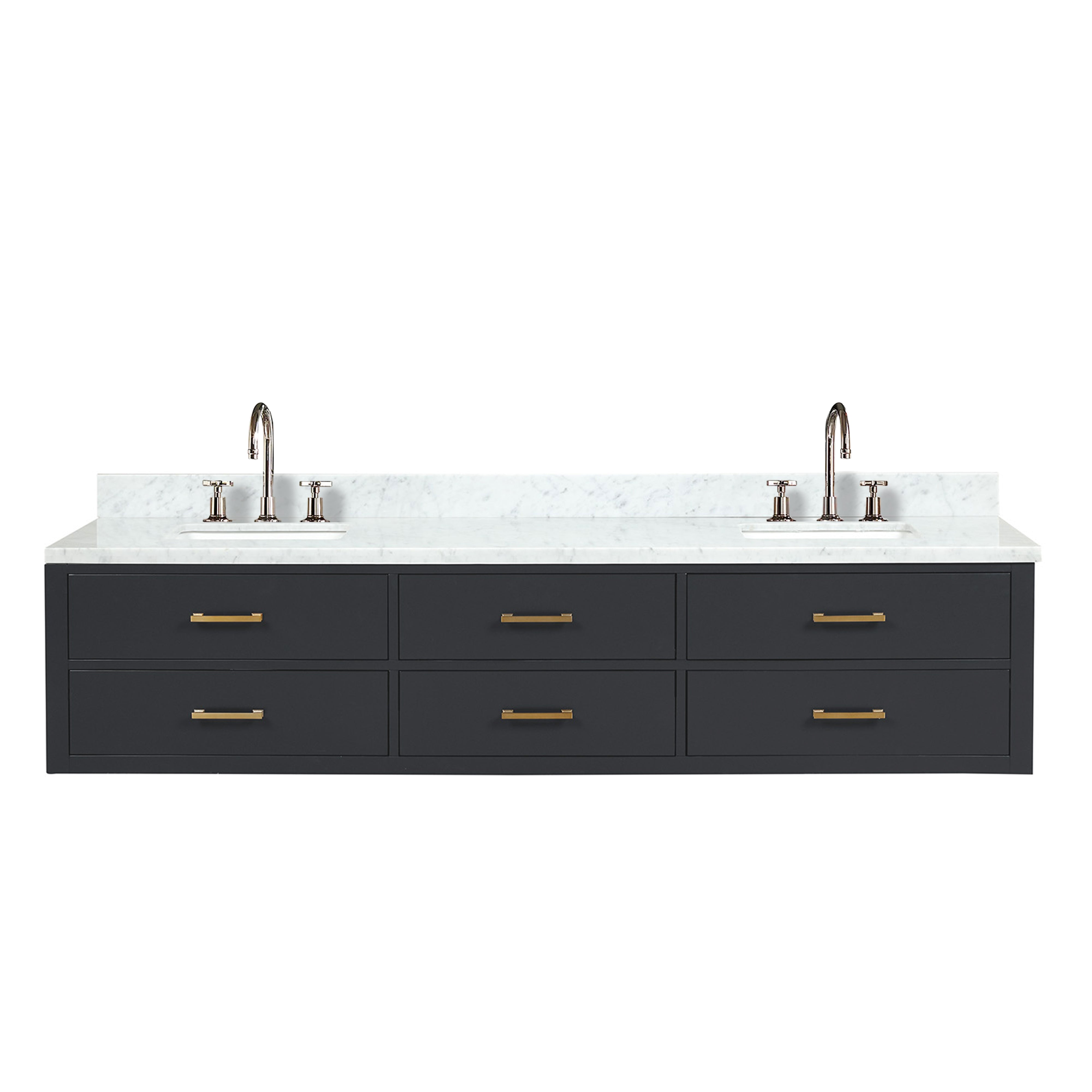Castor 84 in W x 22 in D Black Double Bath Vanity