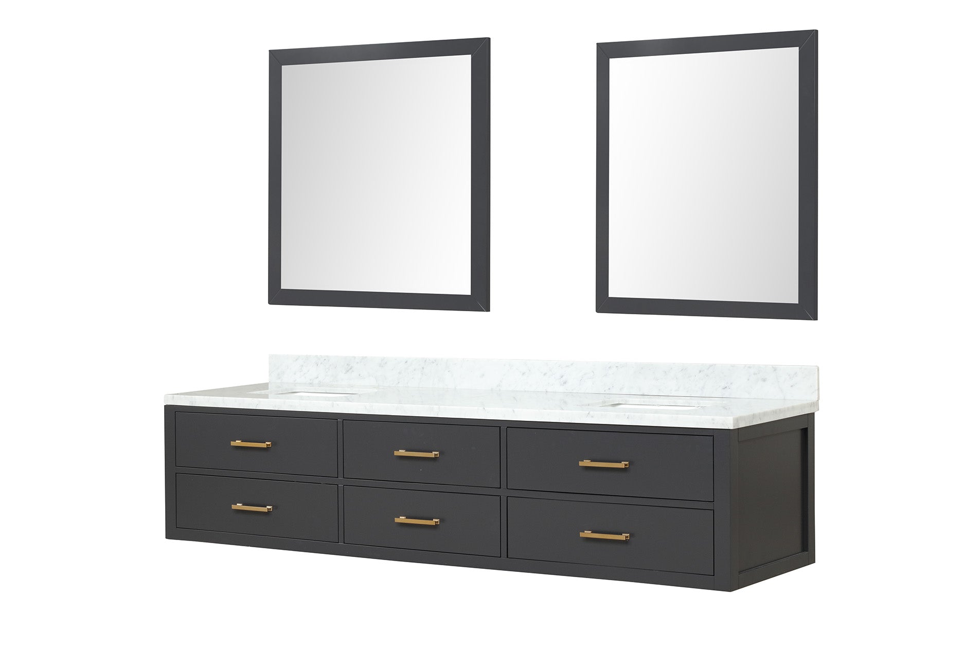 Castor 84 in W x 22 in D Black Double Bath Vanity