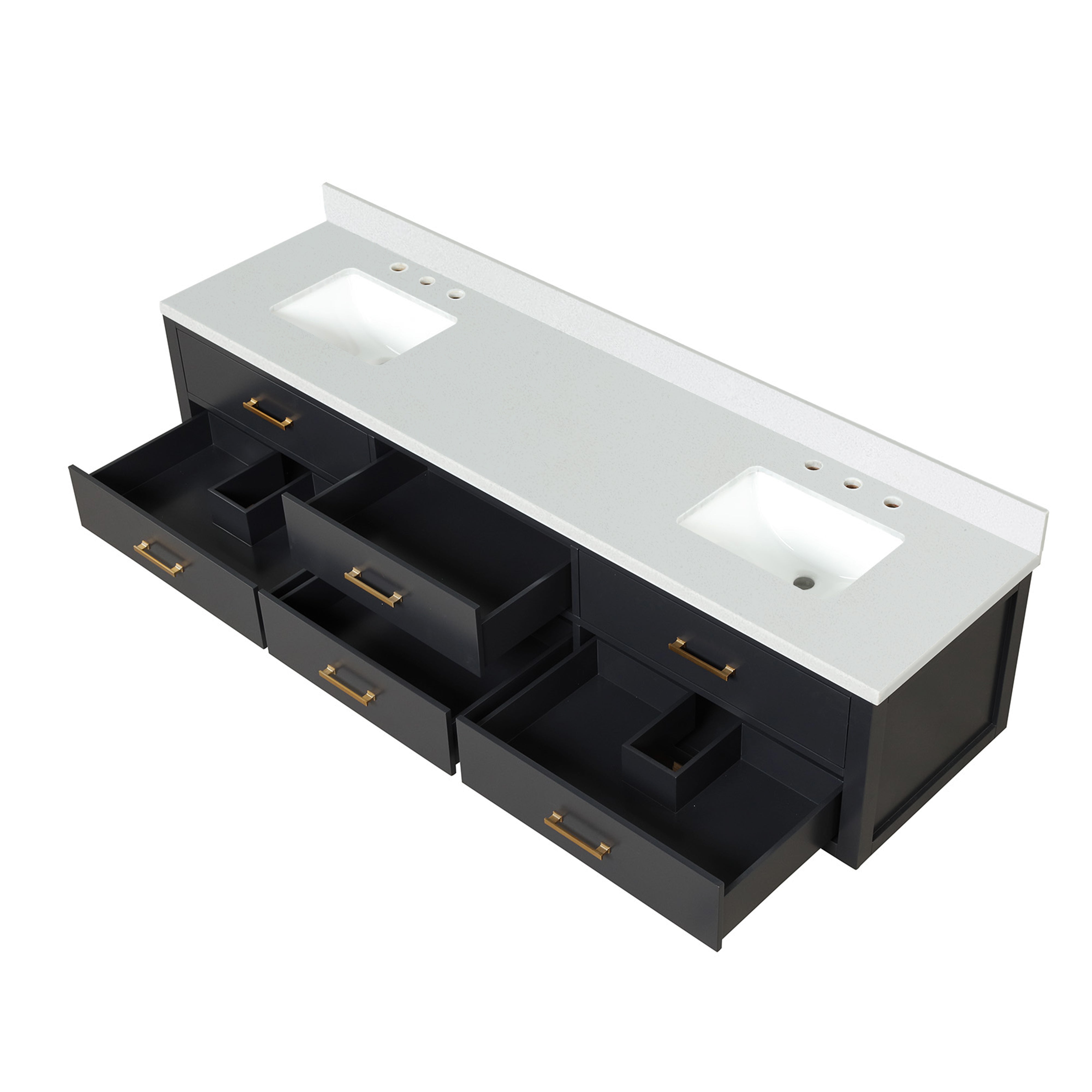 Castor 84 in W x 22 in D Black Double Bath Vanity