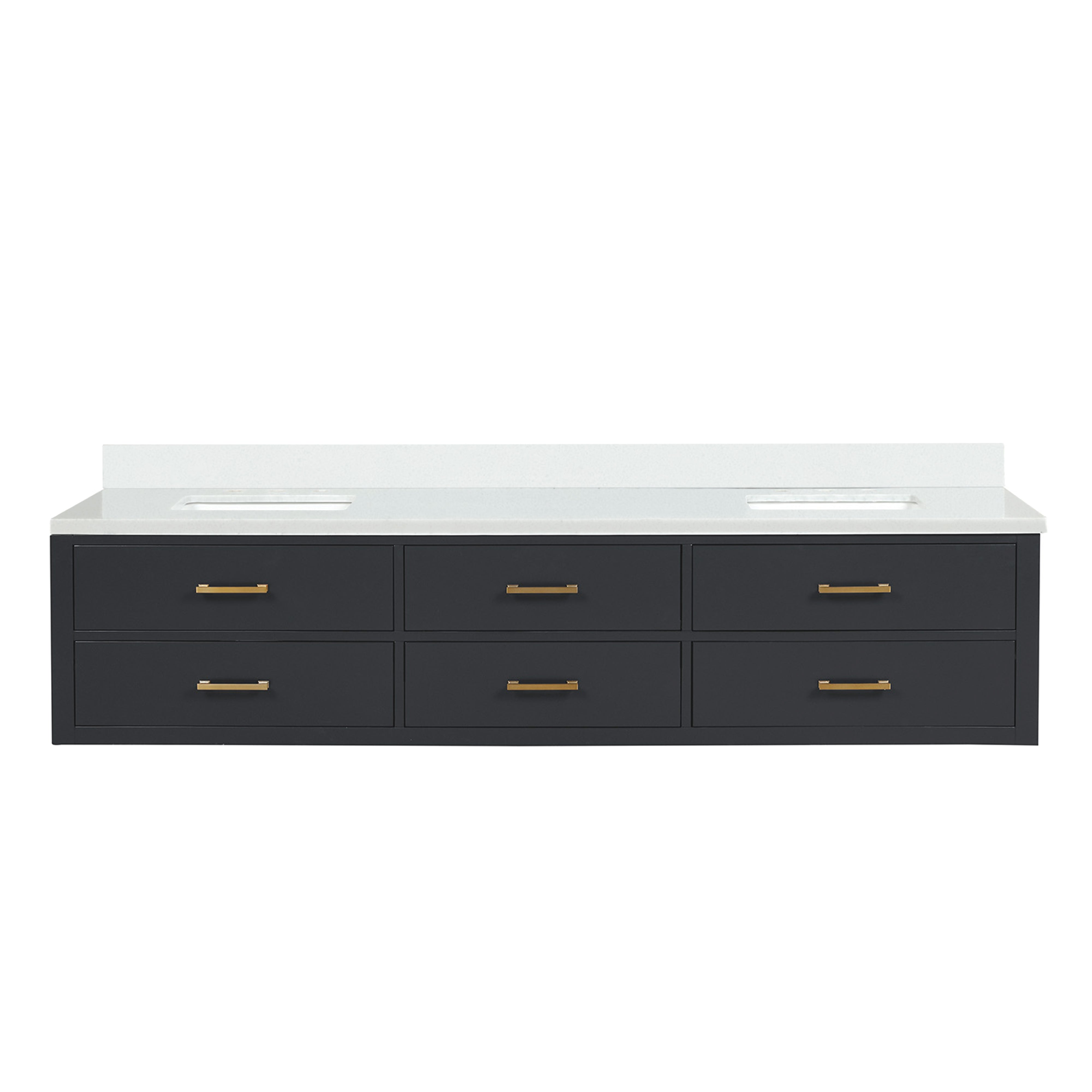 Castor 84 in W x 22 in D Black Double Bath Vanity