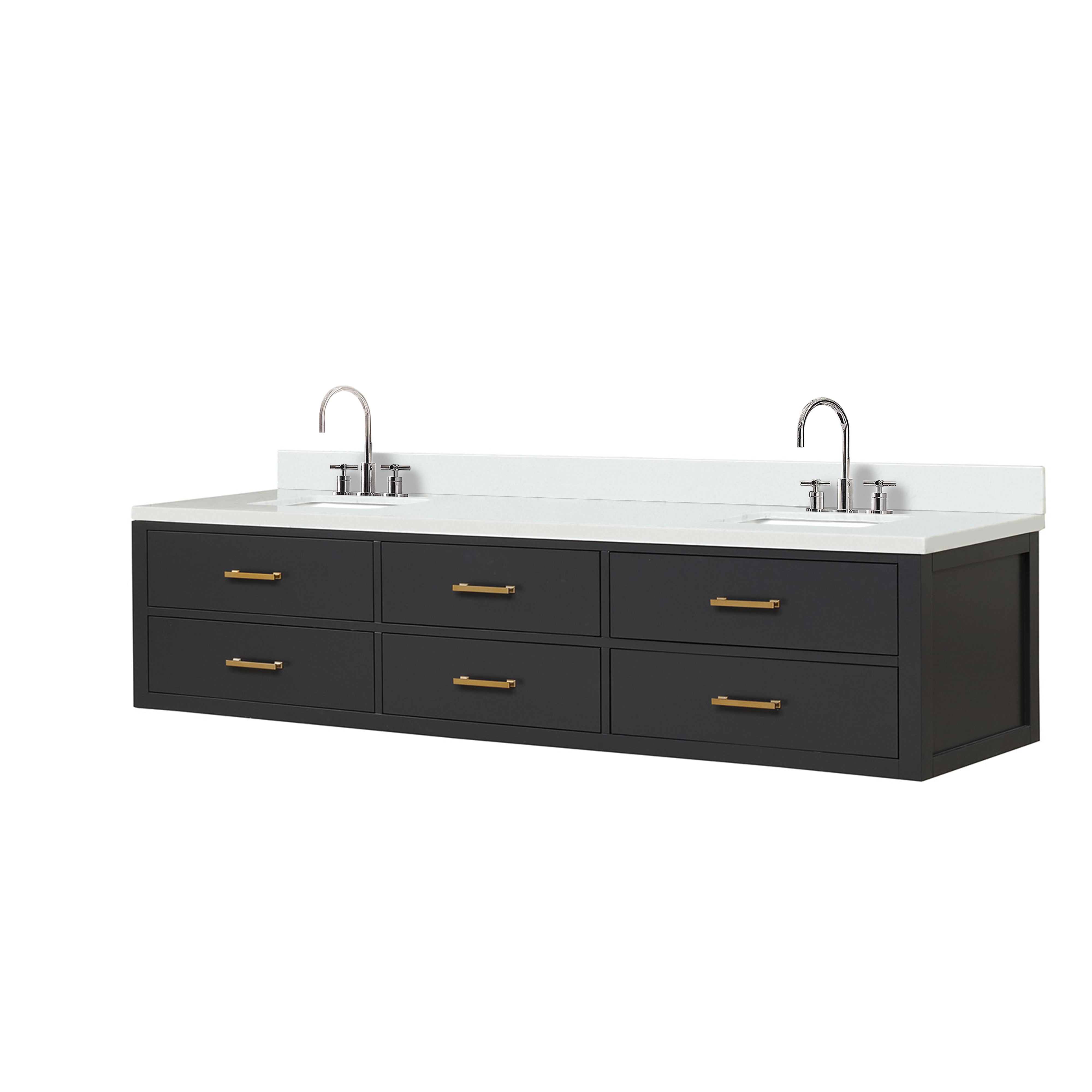Castor 84 in W x 22 in D Black Double Bath Vanity
